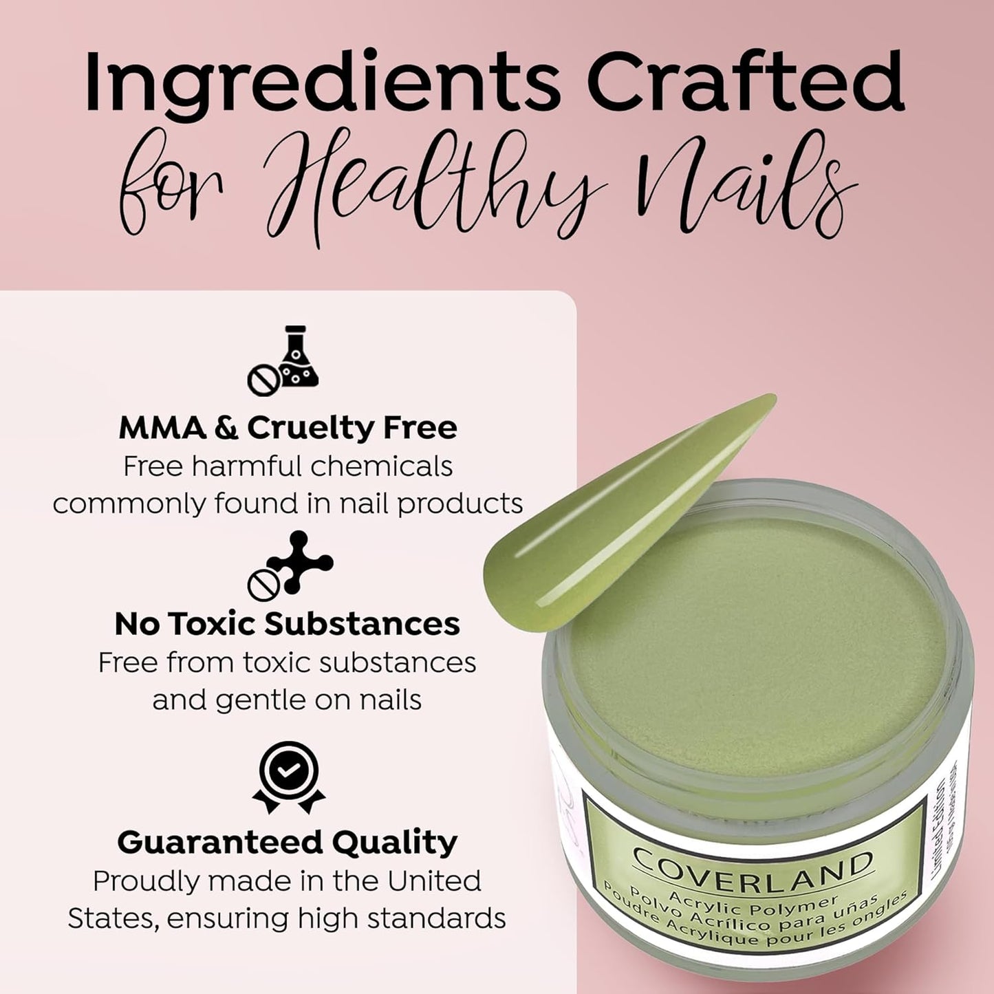 Tones Coverland Acrylic Nail Powder "Lily Pad" - Limited Edition Acrylic Powder for Nail Design, Sculpting, and Masking Nail Bed Imperfections - Professional Acrylic Nail Supplies - (1.5 Oz)