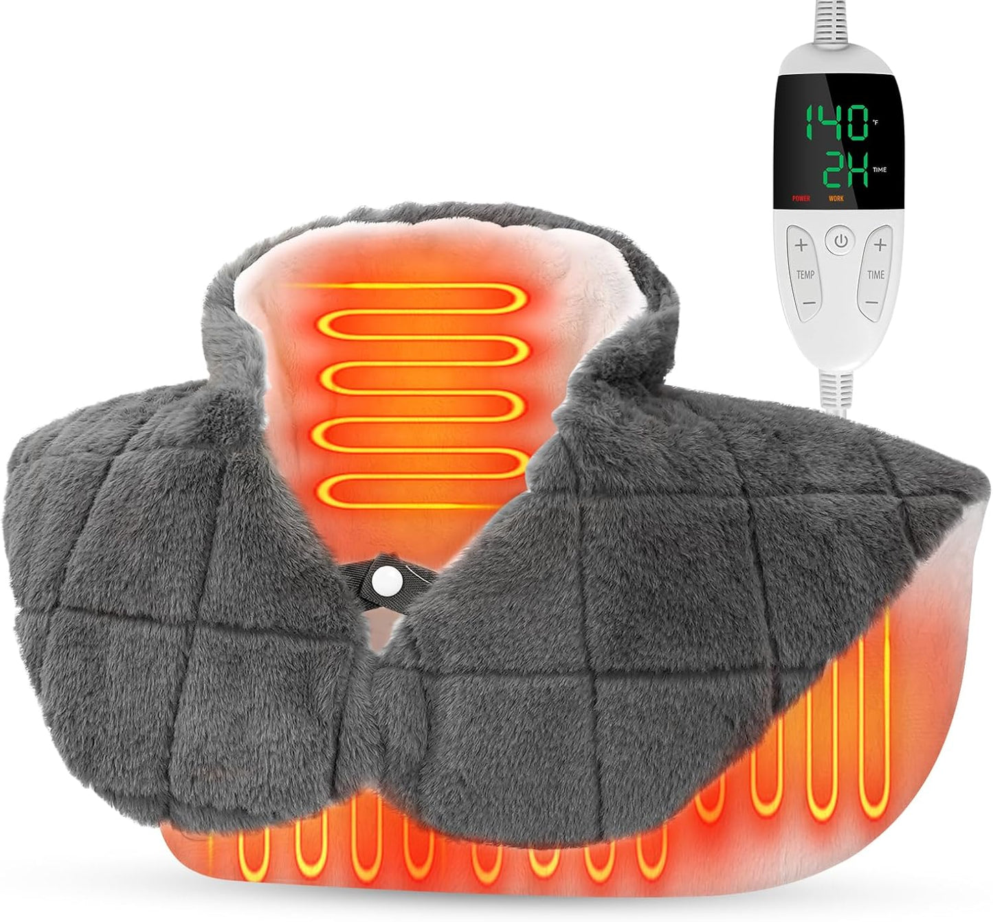 Heating Pad for Neck and Shoulders and Back, XHBDXDP 3.1lb Weighted Shoulder Heating Pads for Pain Relief, 24 x 20″ Neck Heating Pad with Tourmaline Beads, 5 Heat Settings, 4 Auto-Off