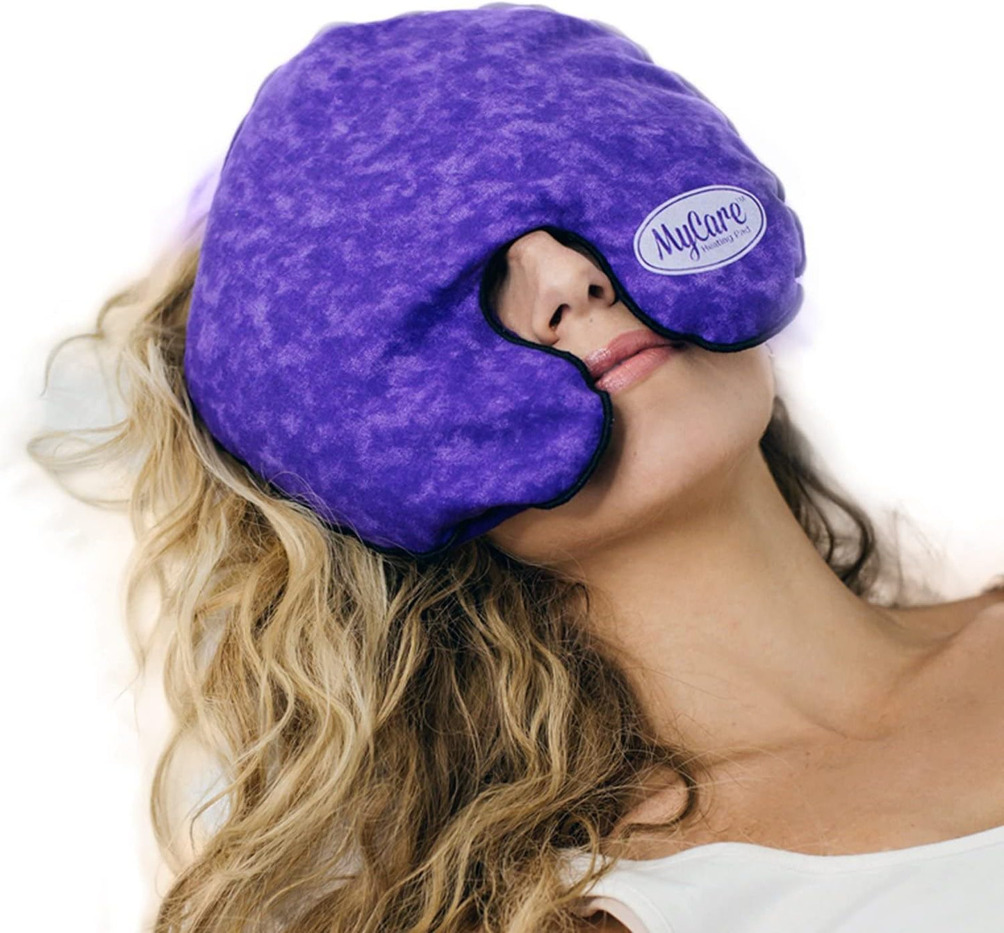 Face Mask (with Washable Cover) Hot Cold Compress Therapy, Natural Reusable Relief for Migraine, Tension, Stress, Sinus, Headache and Relaxation (Purple)