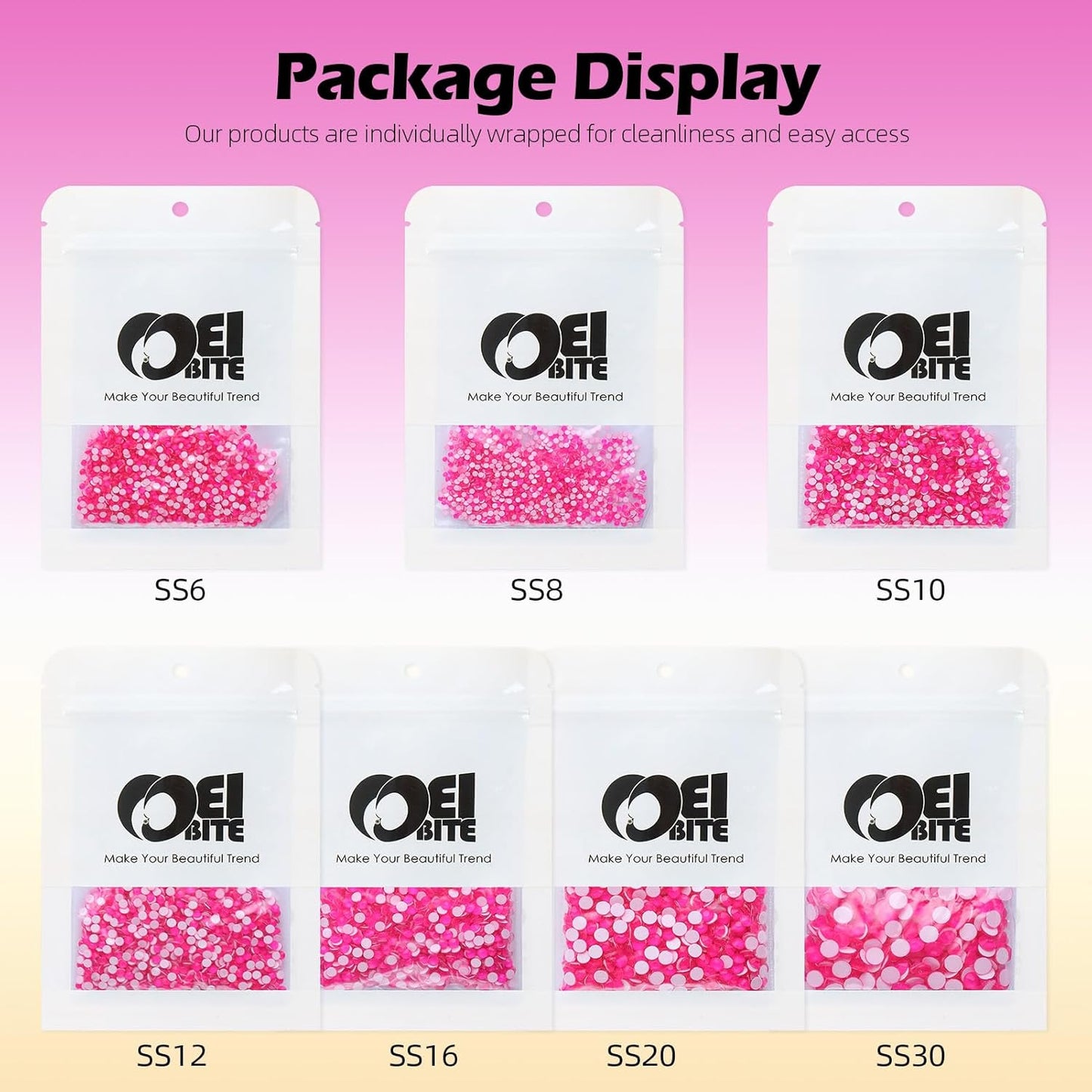 Neon Rose Flatback Rhinestones, Glass Rhinestones for Nail Art and Craft, Glue Fix, Loose Crystal Gemstones(Neon Rose, SS6, 1440pcs, 1.9-2.0mm)