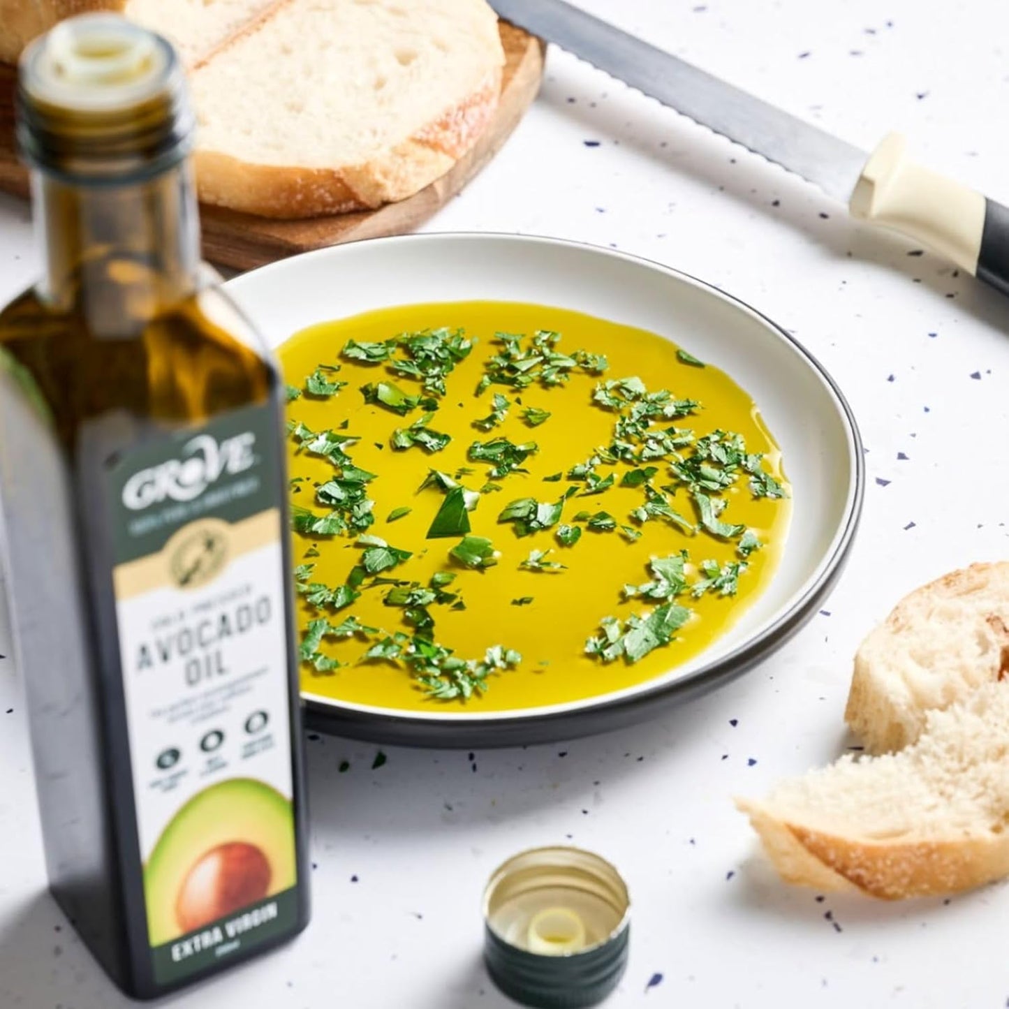 Grove Extra Virgin Avocado Oil - Plant Based, Vegan, Gluten Free, 100% Natural, Cold Pressed, High Smoke Point, 16 Whole Avocados in Every Bottle (8.4oz, 250ml)