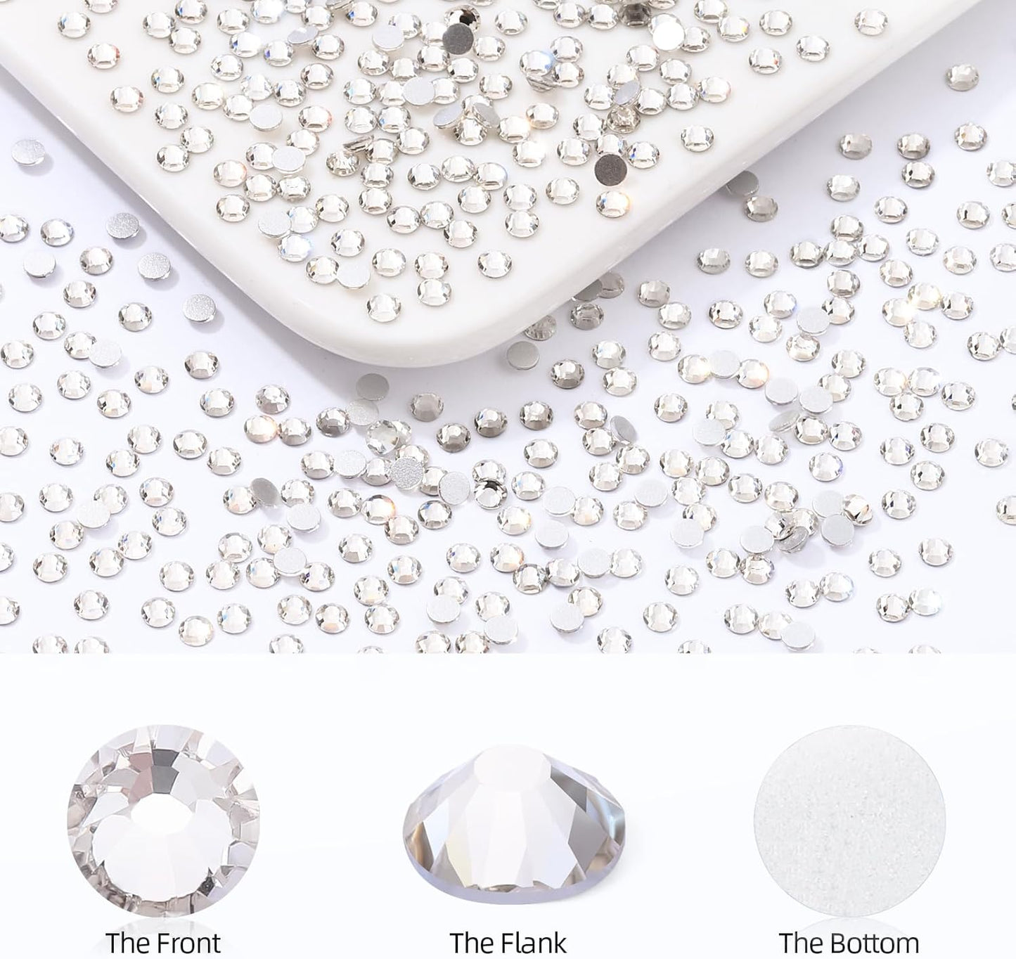 Crystal Clear Flatback Rhinestones, Glass Rhinestones for Nail Art and Craft, Glue Fix, Loose Crystal Gemstones(Crystal, SS10, 1440pcs, 2.7-2.8mm)