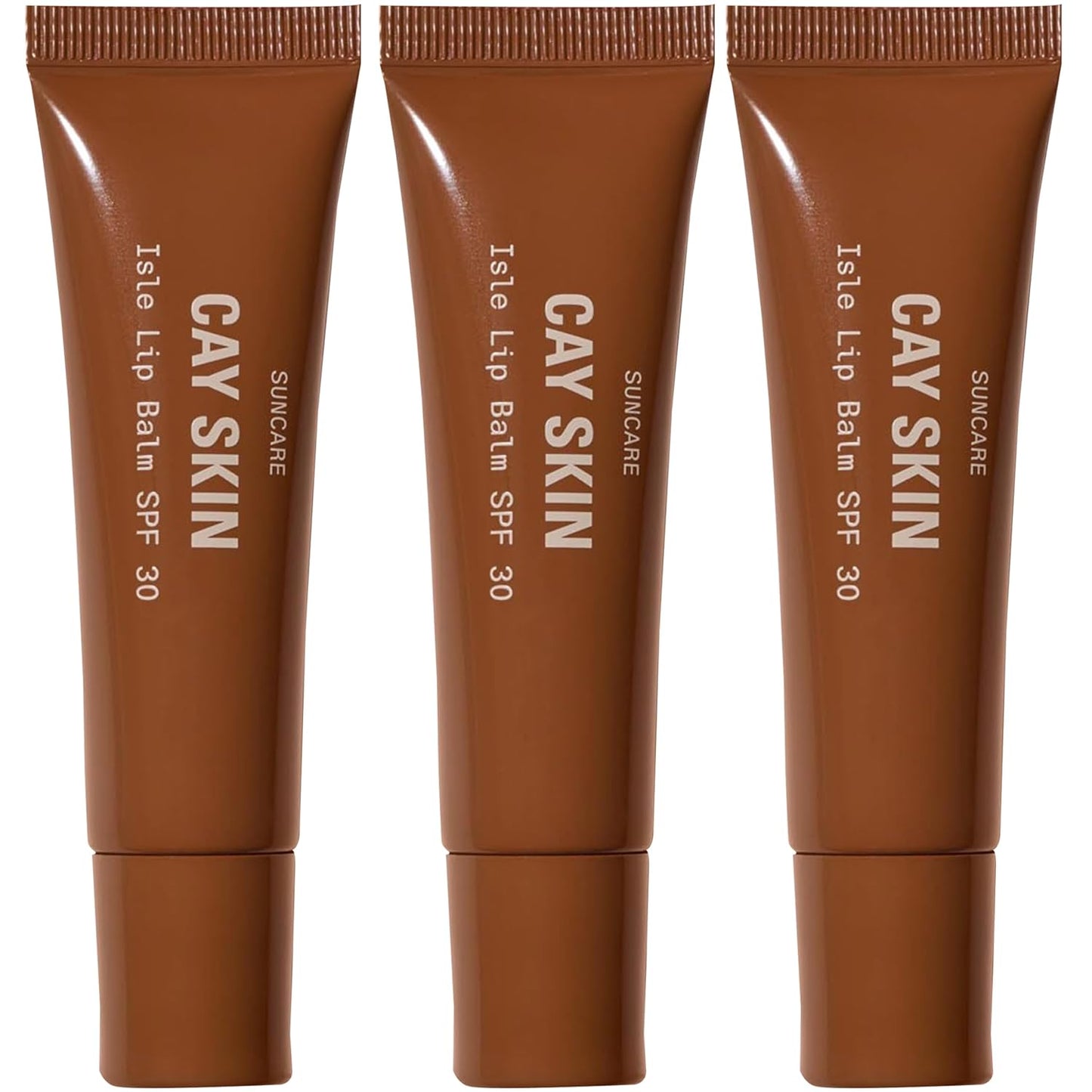 Cay Skin Isle Lip Balm SPF 30 – High Shine, Hydrating + Sheer Lip Gloss in Vanilla Brown Sugar Flavor – Formulated with Natural Ingredients for All Skin Tones – 3-Pack, Clear, 1.05 oz
