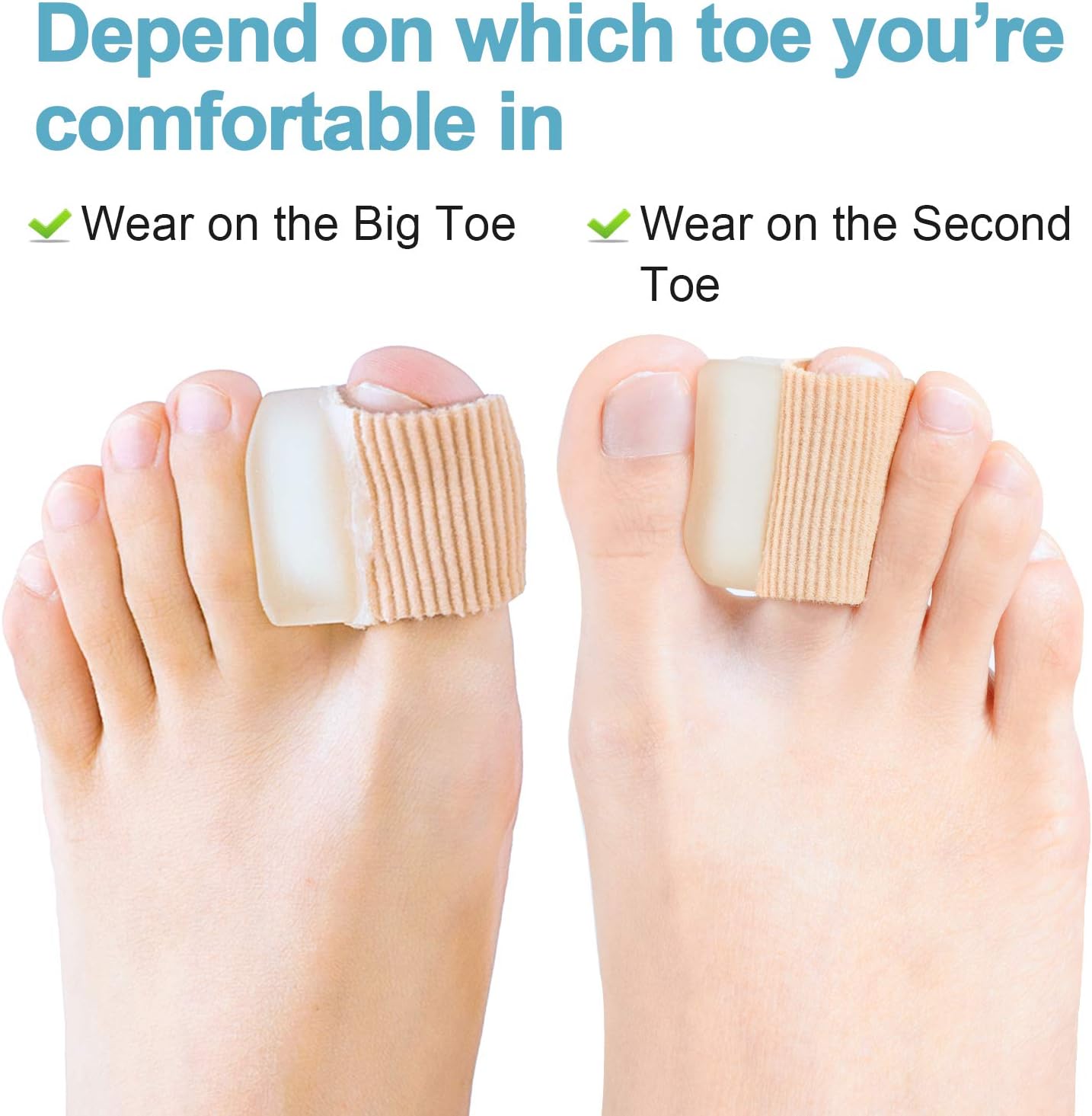 Povihome 6 Pack Gel Toe Spacer Separators(0.6'' Thick), Bunion Corrector for Overlapping Toe (1st/2nd Toe), Silicone Toe Spacers with Soft Gel Lining for Hallux & Bunion Pain Relief