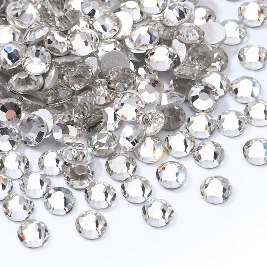 Crystal Clear Flatback Rhinestones, Glass Rhinestones for Nail Art and Craft, Glue Fix, Loose Crystal Gemstones(Crystal, SS12, 1440pcs, 2.9-3.0mm)