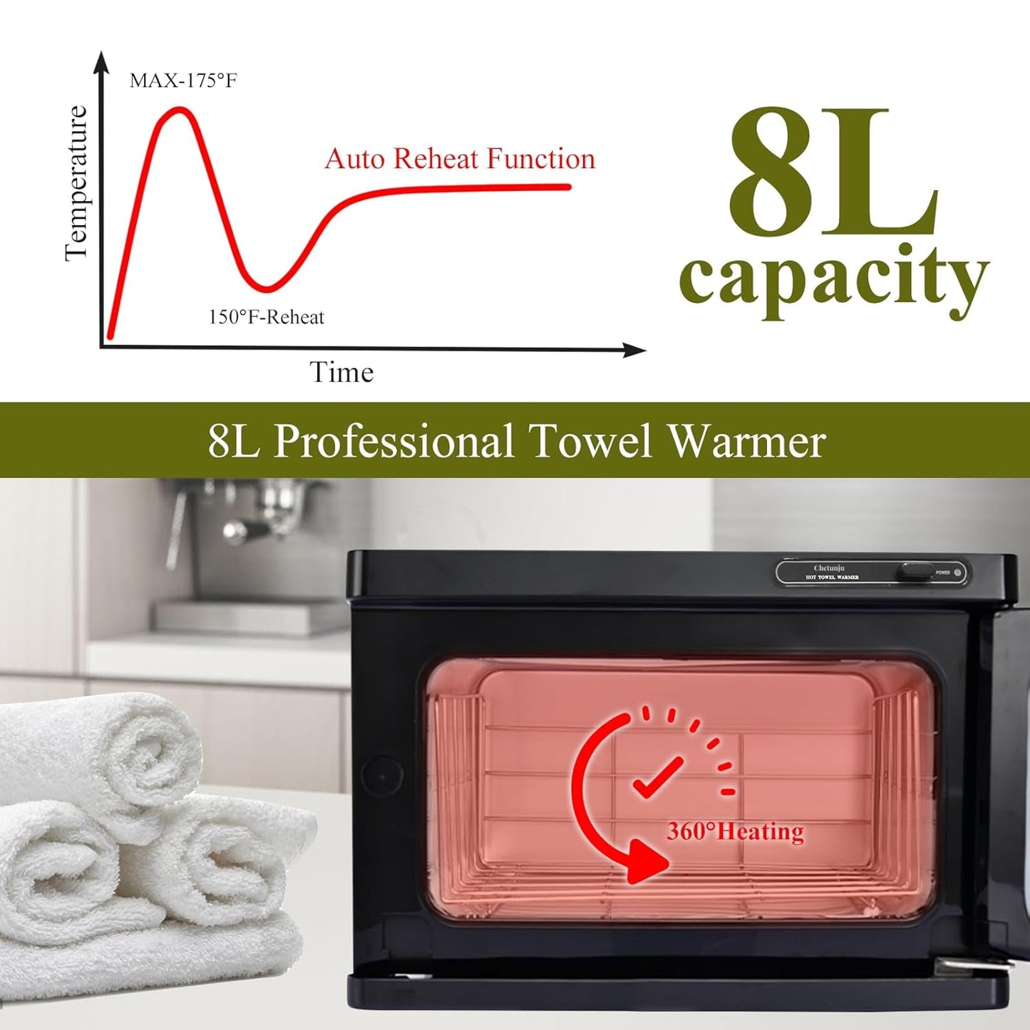Towel Warmer,Towel Steamer for Facial, Professional Spa Hot Towel Warmer 8L, Small Towel Warmer Cabinet, Towel Warmer for Facial caddy for Salon,Spa, Massage Use(*black)