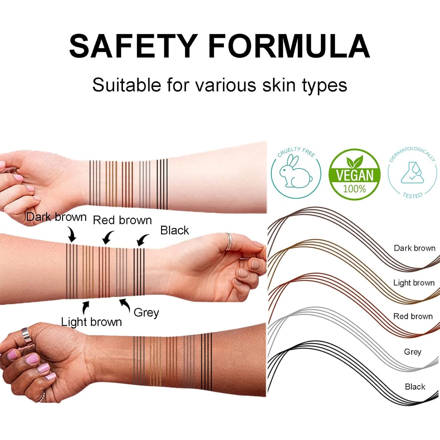 Microblading Eyebrow Pencil, Eyebrow Pen with an Upgrade Micro-Fork Tip Applicator, Waterproof Long-Lasting Microblading Brow Pen, Brow Pencil for Natural Looking Brows Makeup, Black, 1Pcs