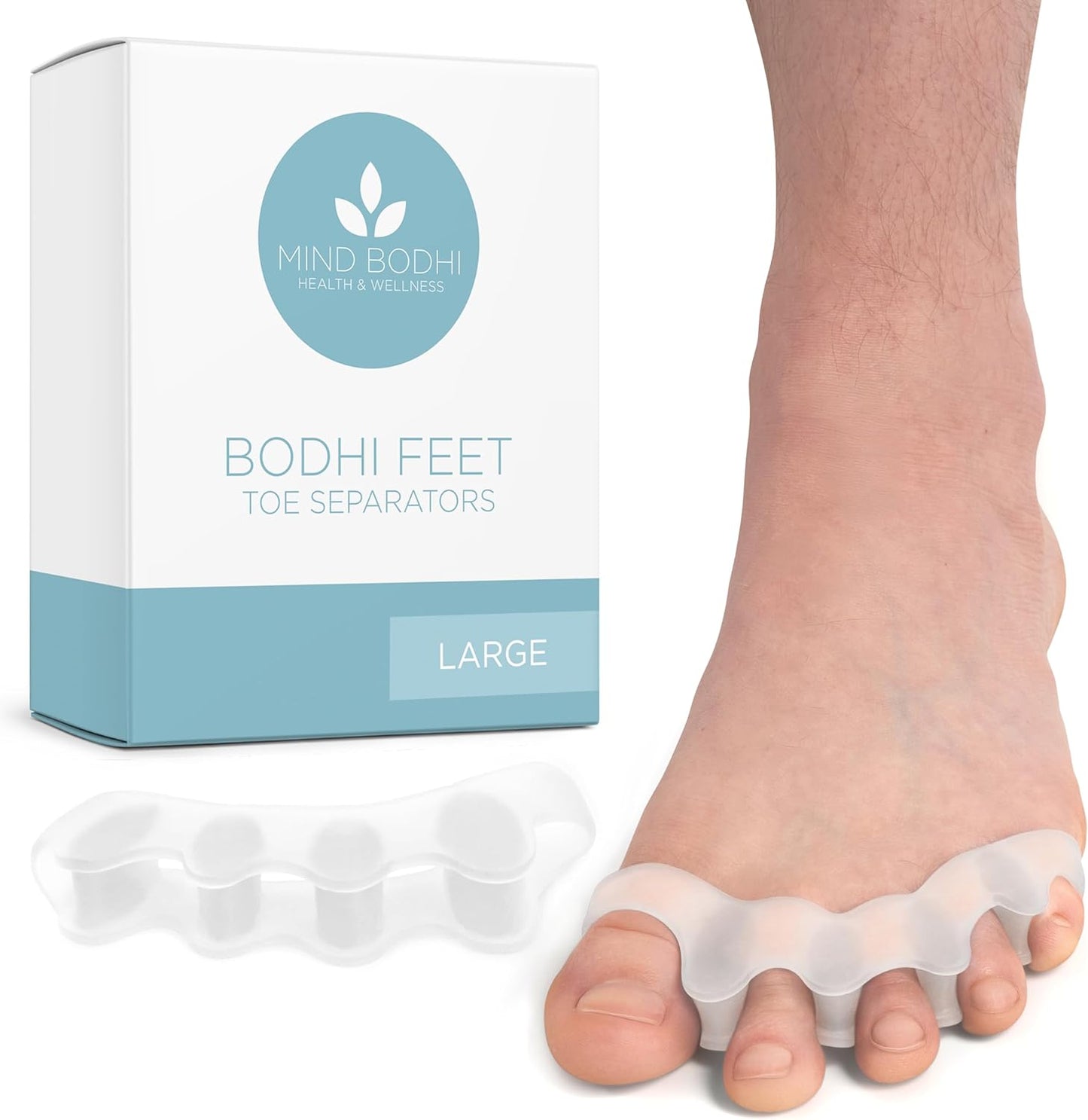 Mind Bodhi Toe Separators/Toe Spacers - For Men and Women - Correcting Bunions and Restoring Toes to Their Original Shape - Large Size - Clear