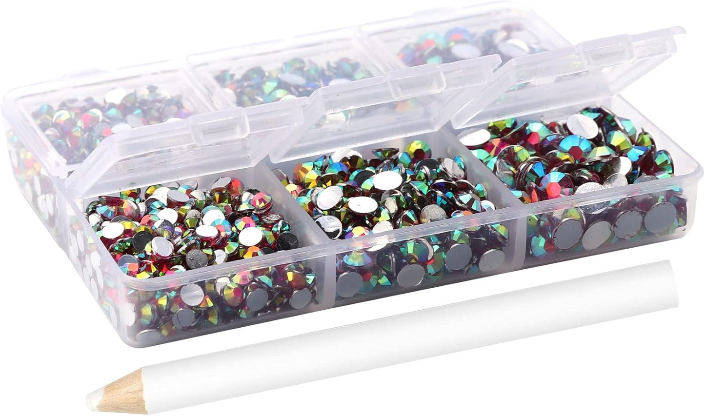 Multi Size 3mm 4mm 5mm Rhinestones Set for Nails Crafts Pink Non Hotfix Rhinestones Nail Gems Rhinestone AB Color&Round Flat Back Resin Rhinestone for Makeup Clothes Shoes Eyes Bottles Crafts