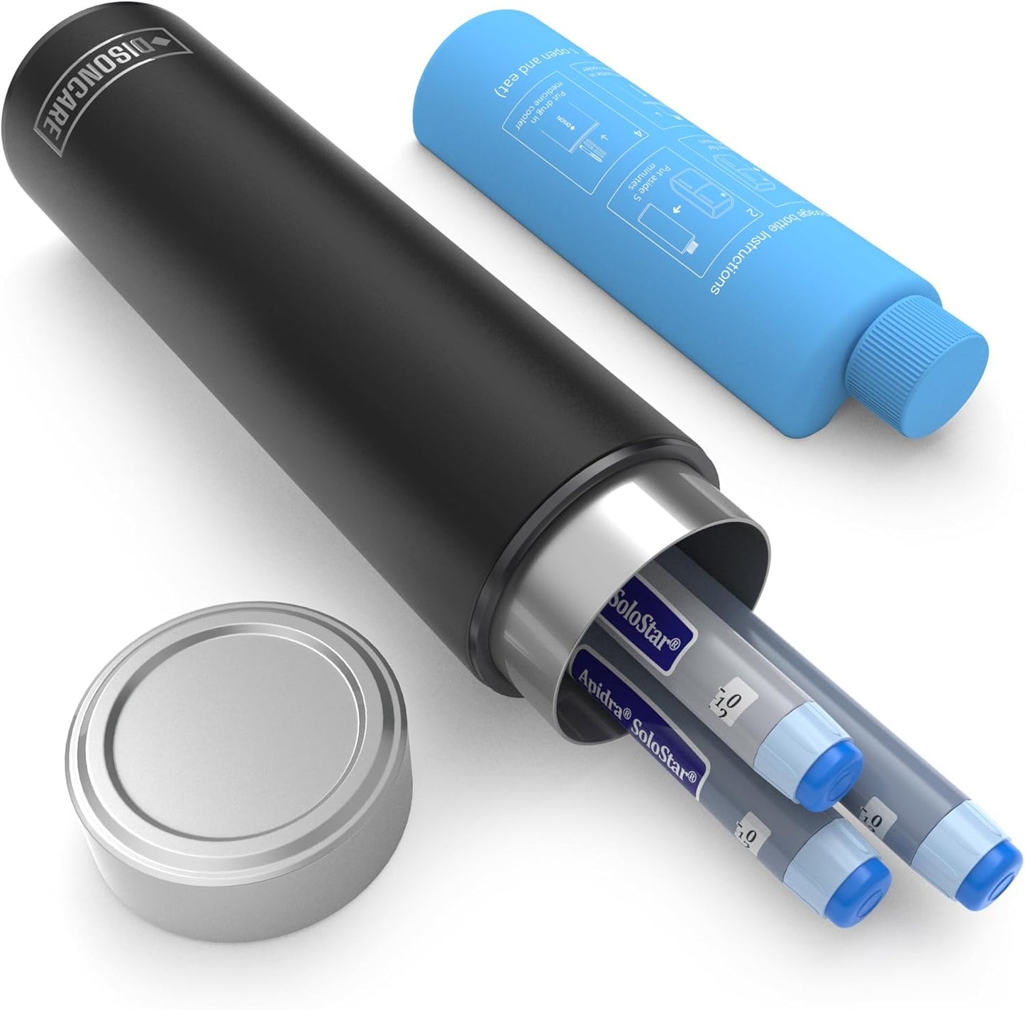 DISONCARE Odyssey 60H 3 Insulin Pens Cooler Travel Case Medication Cooler for Travel TSA Approved Diabetic Insulina Medicine Travel Cooler Bag Ice Pack with Medical Tag(Midnight Black