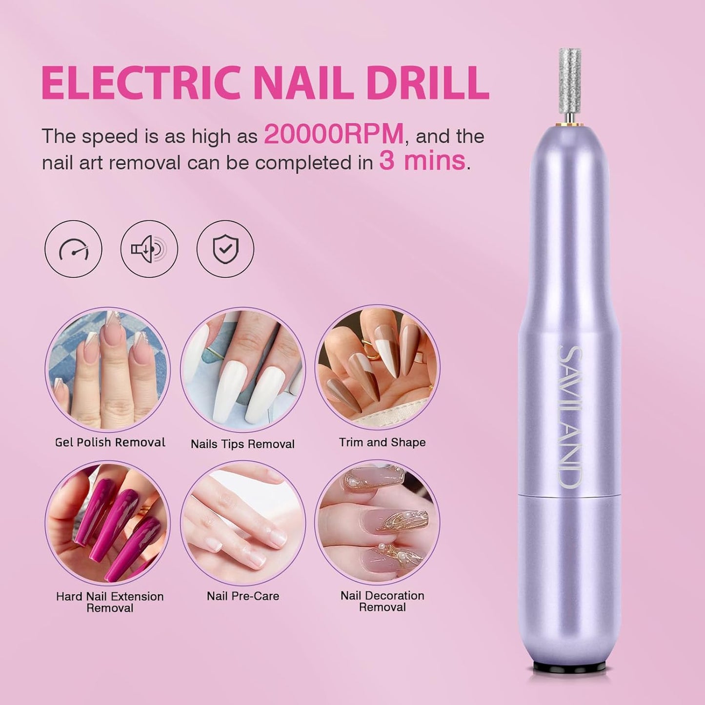 SAVILAND Almond Gel Nail Kit - Nail Drill with U V Lamp for Nails 500PCS Almond Nail Tips Gel Nail X Kit Easy Use Manicure Tool for Manicure Design at Home DIY Salon Gift for Women