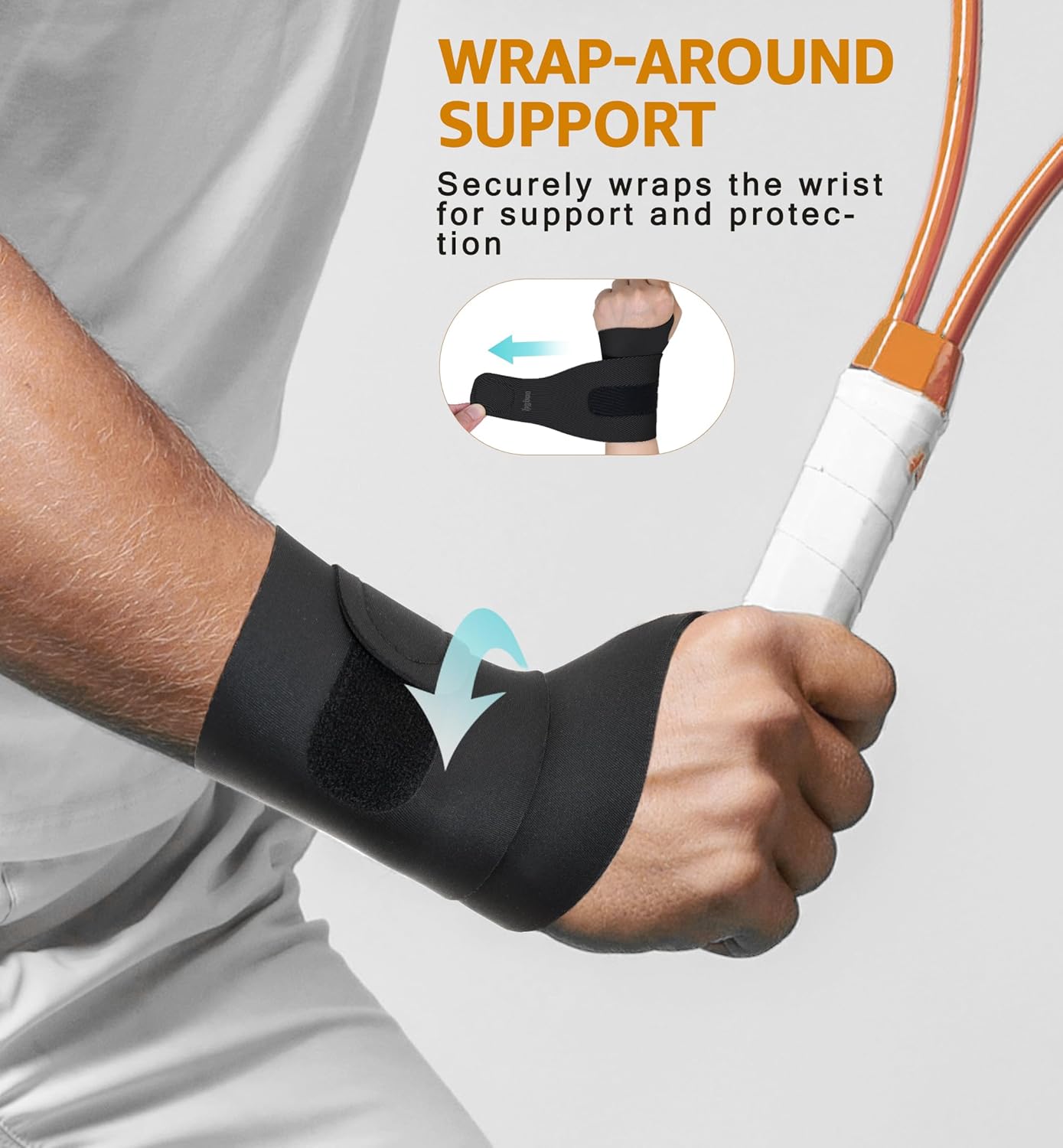 2 Pack Thin Compression Wrist Brace for Men & Women, Adjustable Elastic Wrist Support for Carpal Tunnel Arthritis Tendonitis Sports Pain Relief, Soft & Comfortable Day/Night Wrist Wraps (Black)