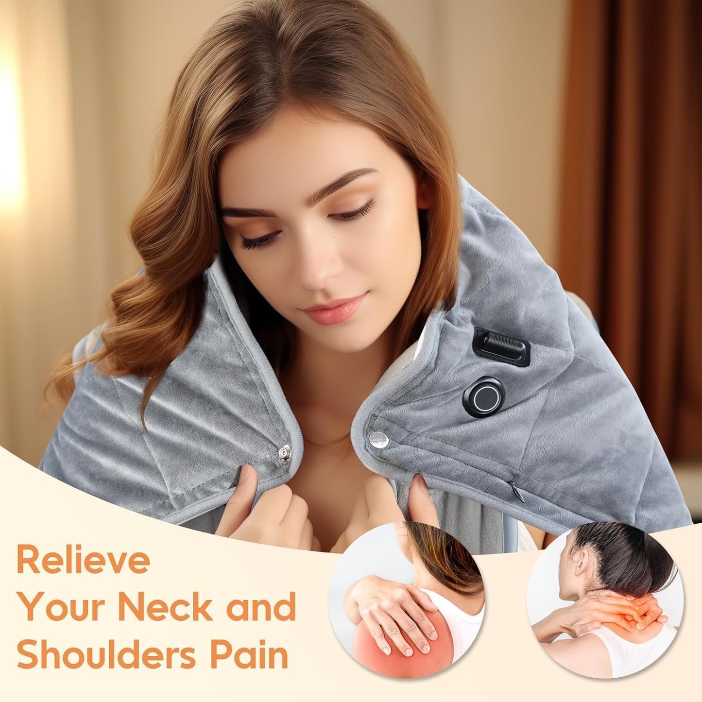 OKK Weighted Heating Pad, 12V Heating Pad for Back Pain Relief, 33"x17" Extra Large Full Body Portable Weighted Heated Pad for Cramps Neck Shoulder, 2lb, 3 Heat Settings, 3 Hours Auto Off Heat Pad