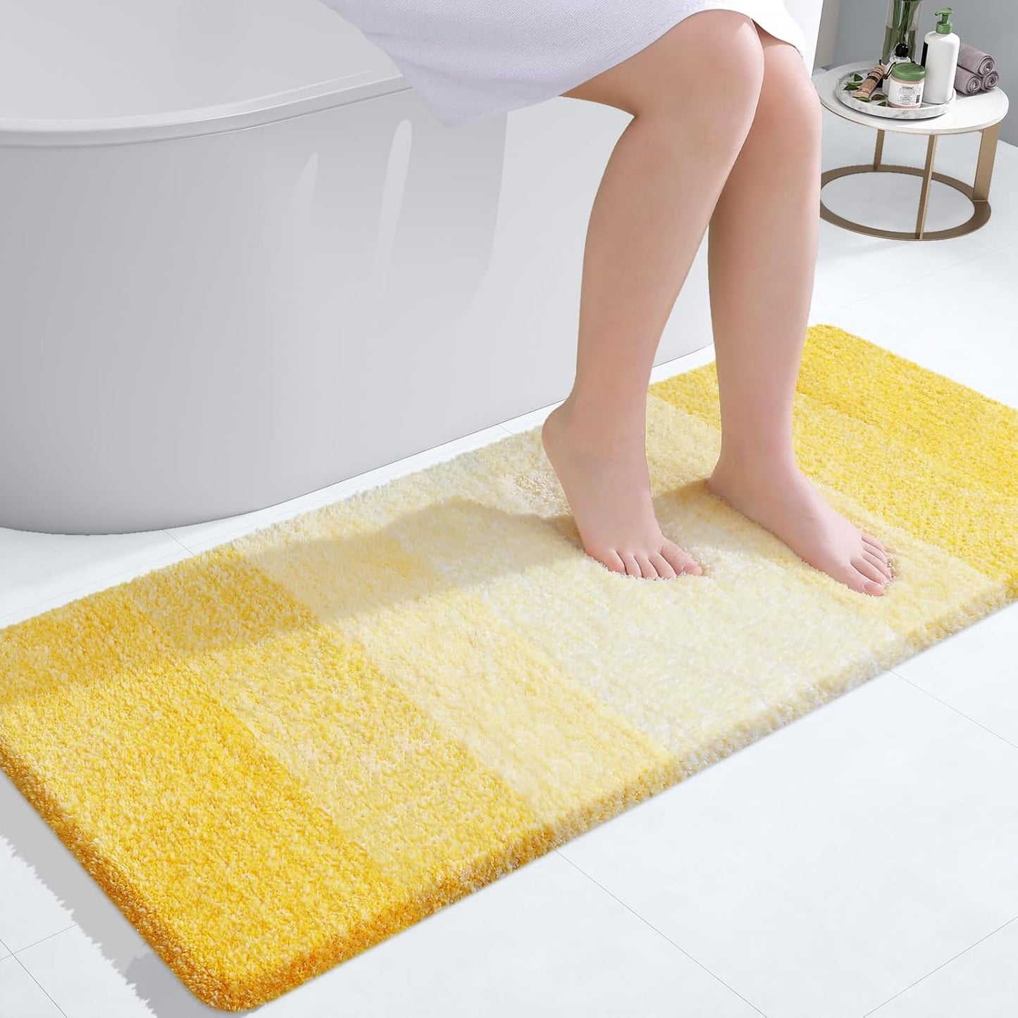 OLANLY Bathroom Runner Rugs 44x24, Extra Soft Absorbent Microfiber Bath Rugs, Rubber Backing, Quick Dry, Machine Washable Bath Mats for Bathroom Floor, Tub and Shower, Home Decor Accessories, Yellow