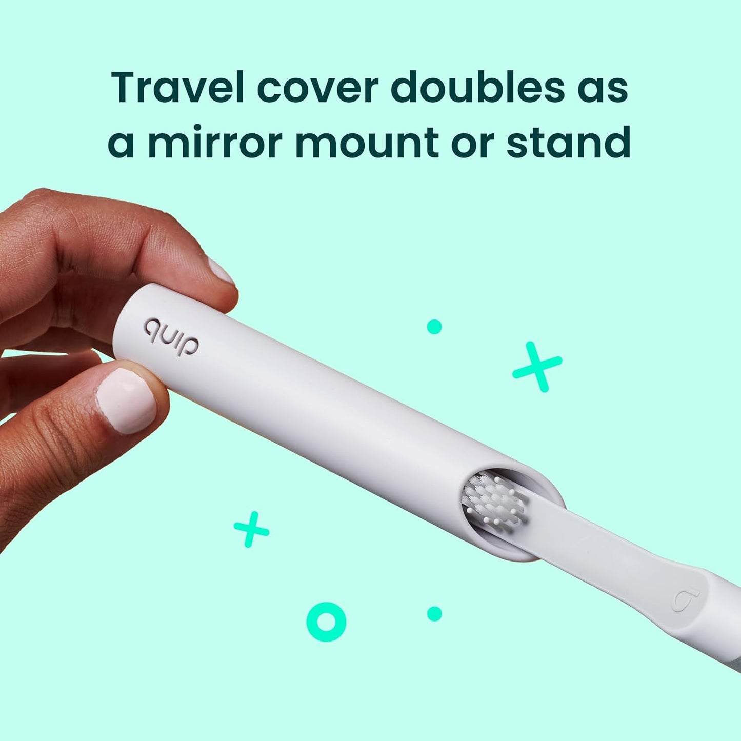 Quip Plastic Sonic Electric Toothbrush for Adults - Time Travel & Soft Bristles with Travel Case & Replacement Brush Head - 3 Month Battery Life - Sage Green