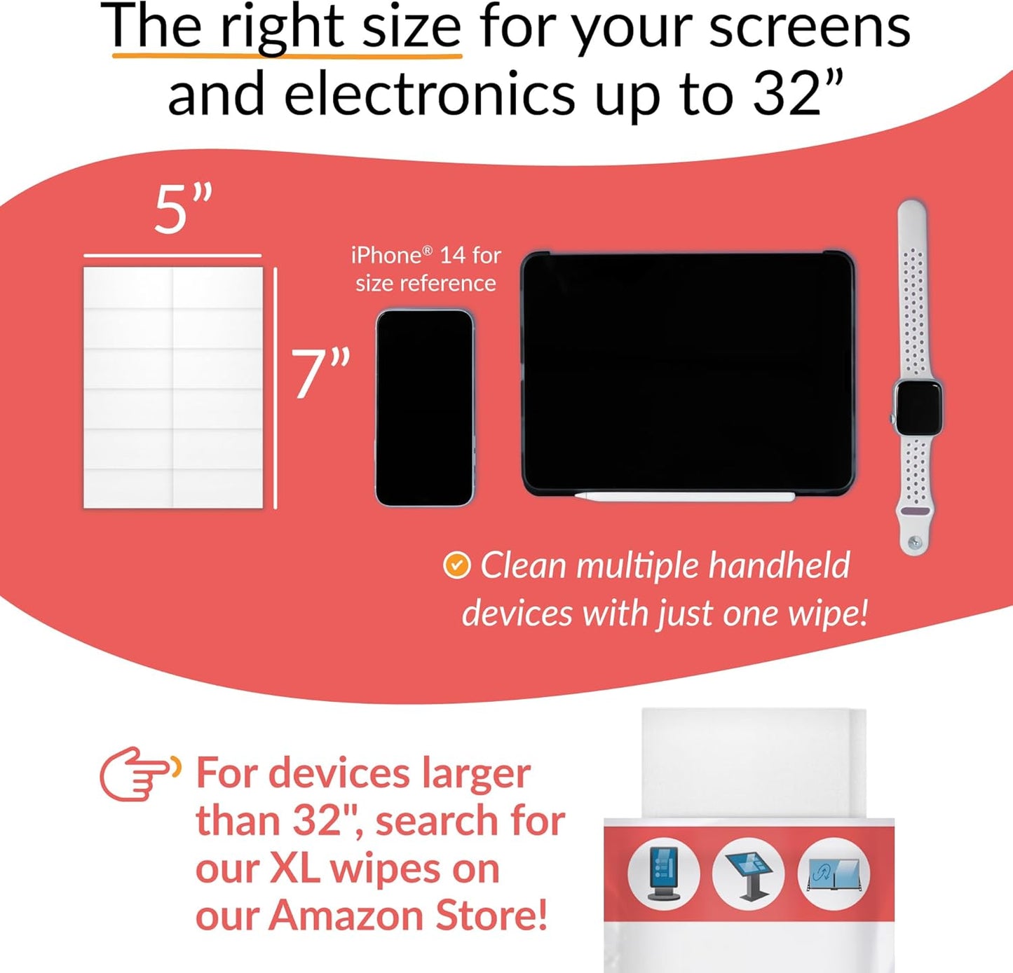 iCloth 70% Isopropyl Alcohol Large Screen and Electronics Wipes, Lint-Free, Streak-Free, Fast-Drying, Removes Dust and Fingerprints (50 Wipes)