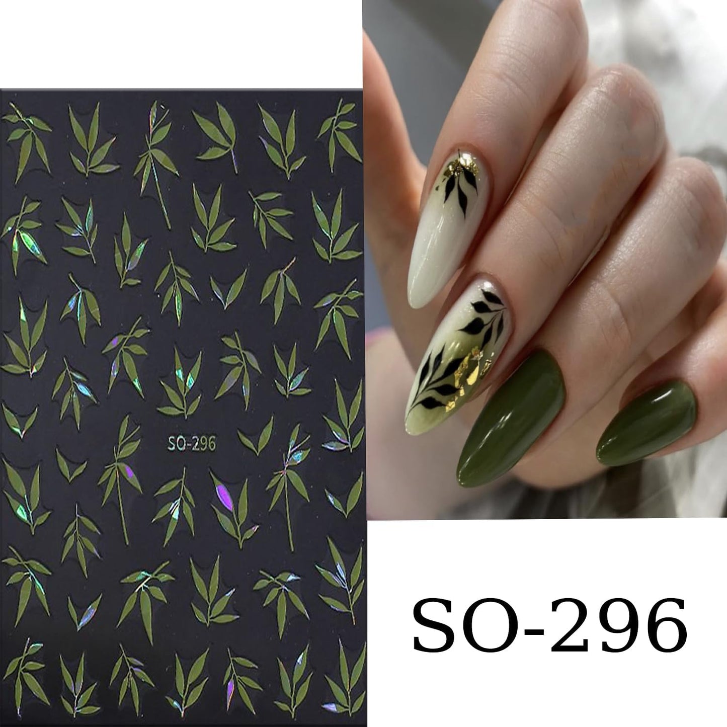 5 Sheets Bamboo Nail Art Stickers 3D Self -Adhesive Colorful Bamboo Nail Decals Holographic Gold Silver Blue Green Orange Nail Sticker Unique Chinese Style Nail Decoration for Women Manicure Supplies