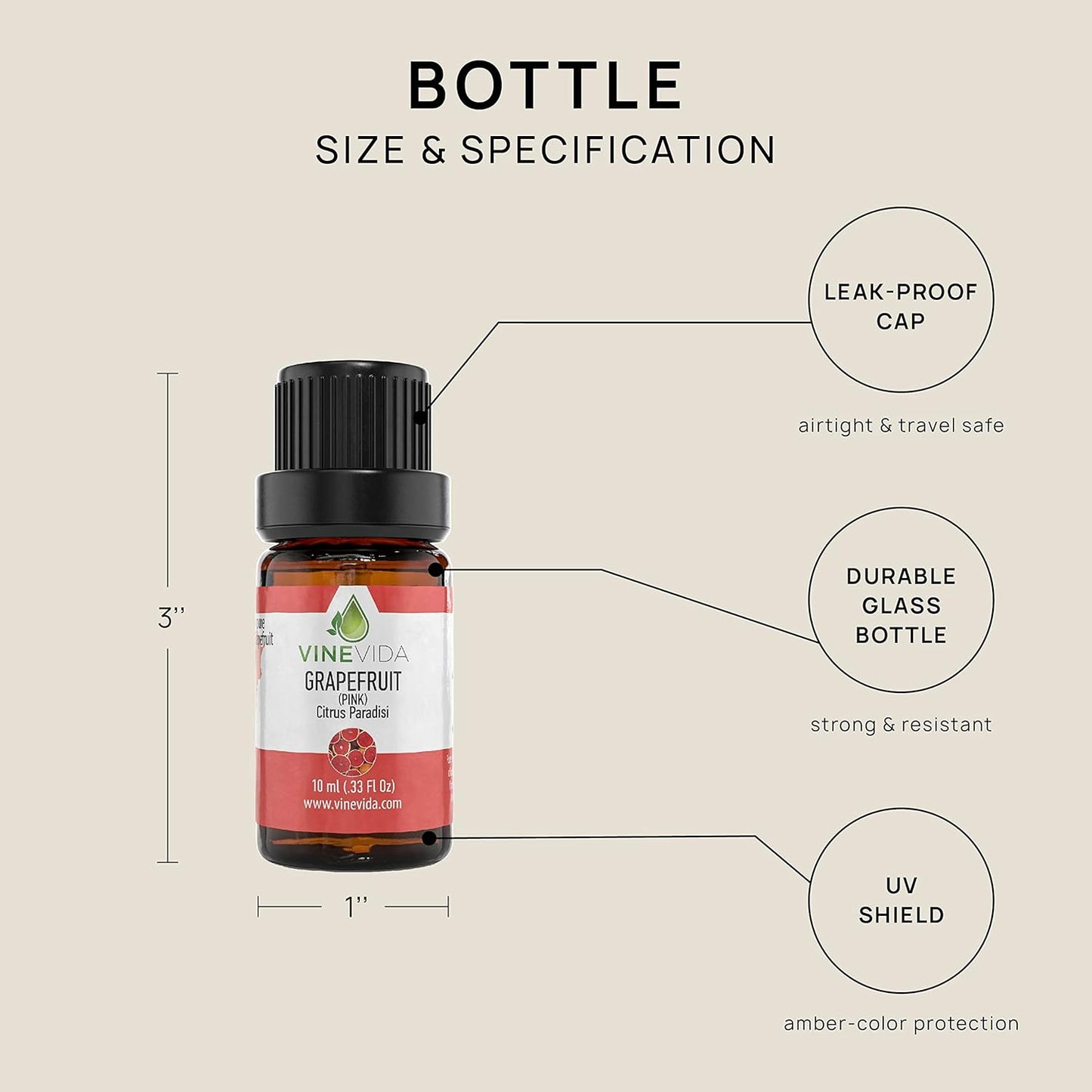 VINEVIDA Pink Grapefruit Essential Oil 10 mL - Pure, Undiluted Grapefruit Oil for DIY Candle Scents and Topical Use