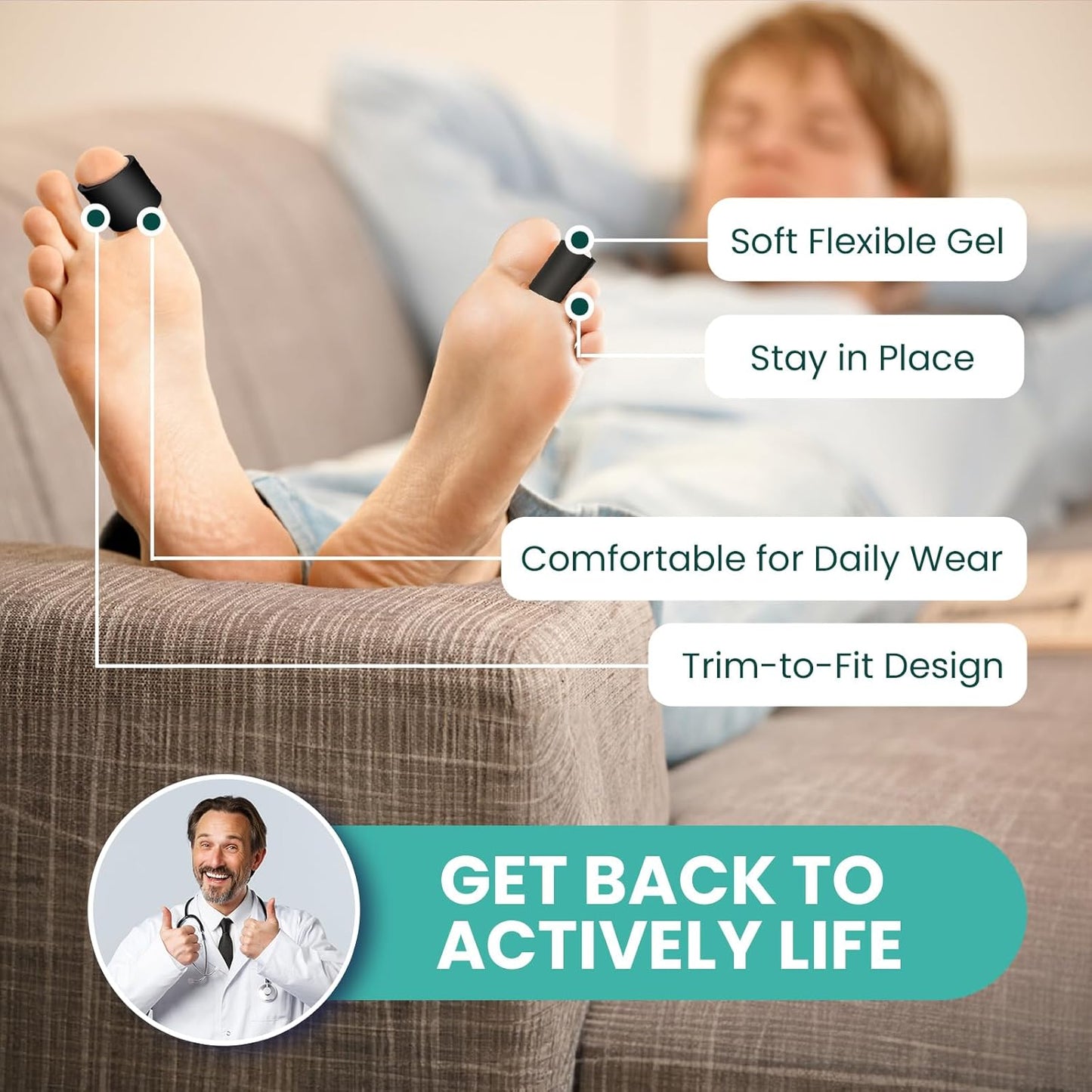 Welnove Toe Protectors – FSA/HSA Eligible 12-Pack Silicone Toe Sleeve Toe Covers for Hammer Toes, Corns, Calluses, Blisters – Soft Gel Protector Toe Cushions for Pain Relief (Multi-Size)