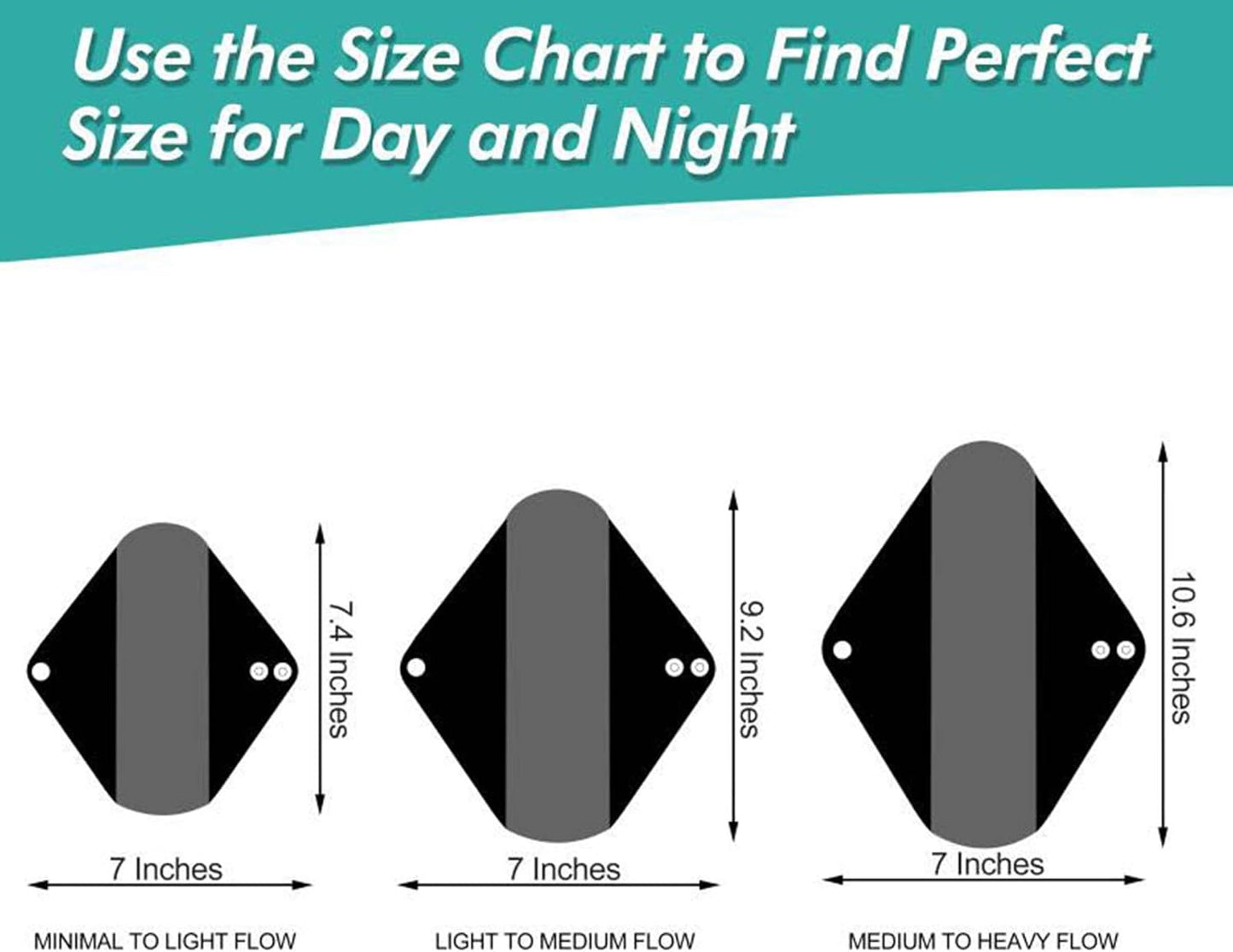 Leekalos Reusable Bamboo Cloth Pads - Light Incontinence Pads - Pack of 6, 1 Mini Wet Bag