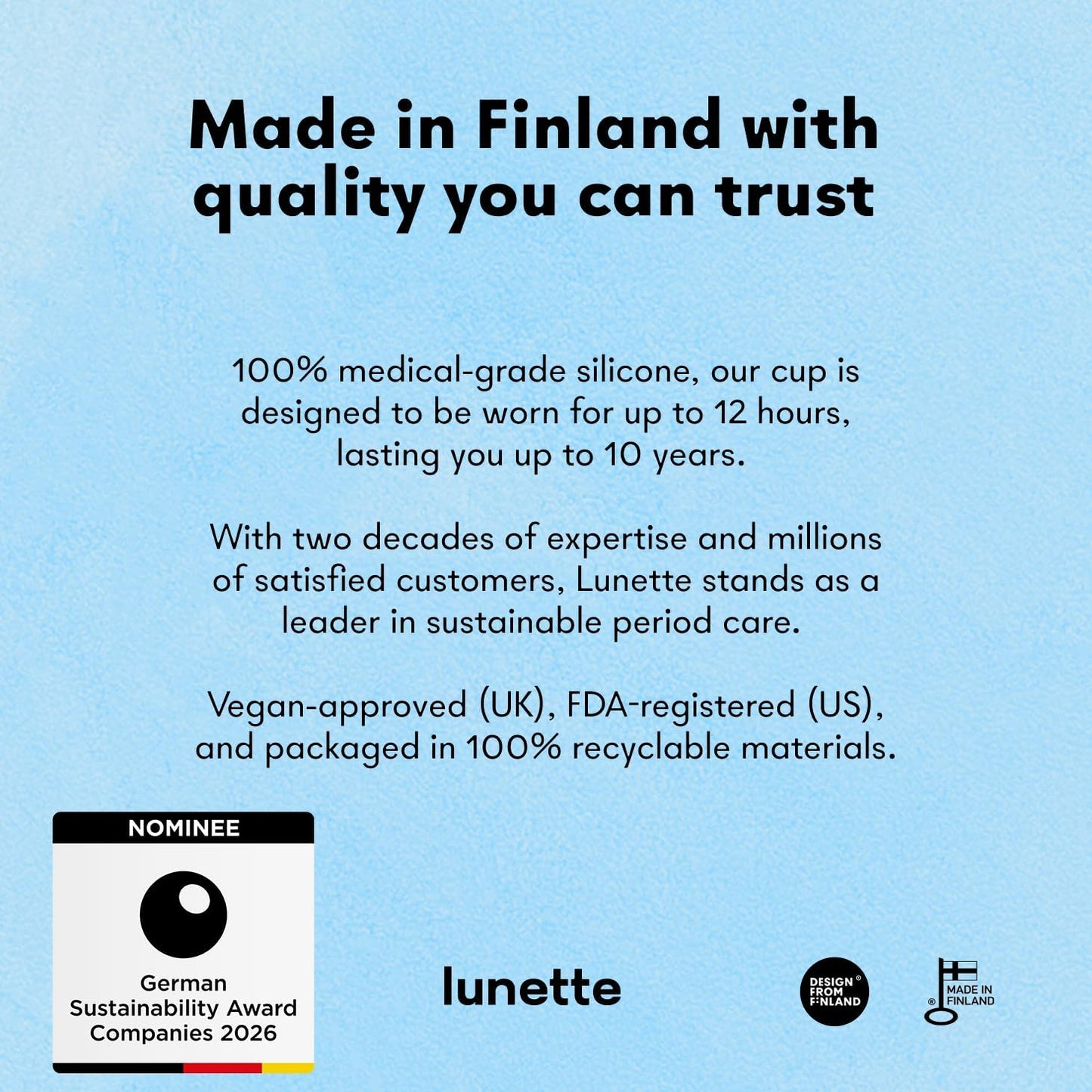 Lunette Menstrual Cup – Best Reusable Period Cup – Wear for 12 Hours and Reuse up to 10 Years, Blue Size 2 for Moderate to Heavy Flow