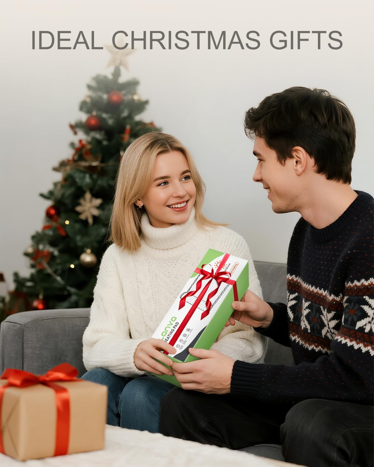 Electric Heating Pad for Period Cramps, LANVA Christmas Gifts for Women Wife Mom Grandma, Heat Pad for Neck and Shoulders and Back Pain Relief, Machine Washable, ETL Certified, 12"x24", Red