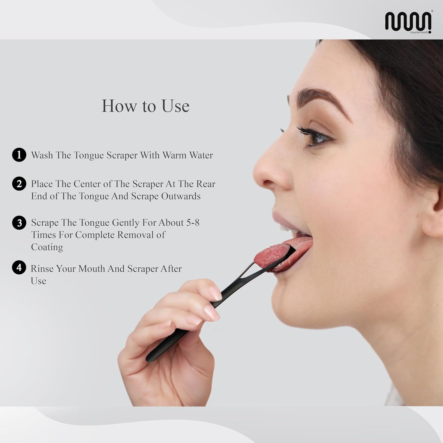 MasterMedi Black Tongue Scraper with Cases (Spoon Shape, 2 Pack), Tongue Scrubber for Bad Breath Treatment, Easy to Use Tongue Scraper for Adults, Tongue Cleaner for Oral Care