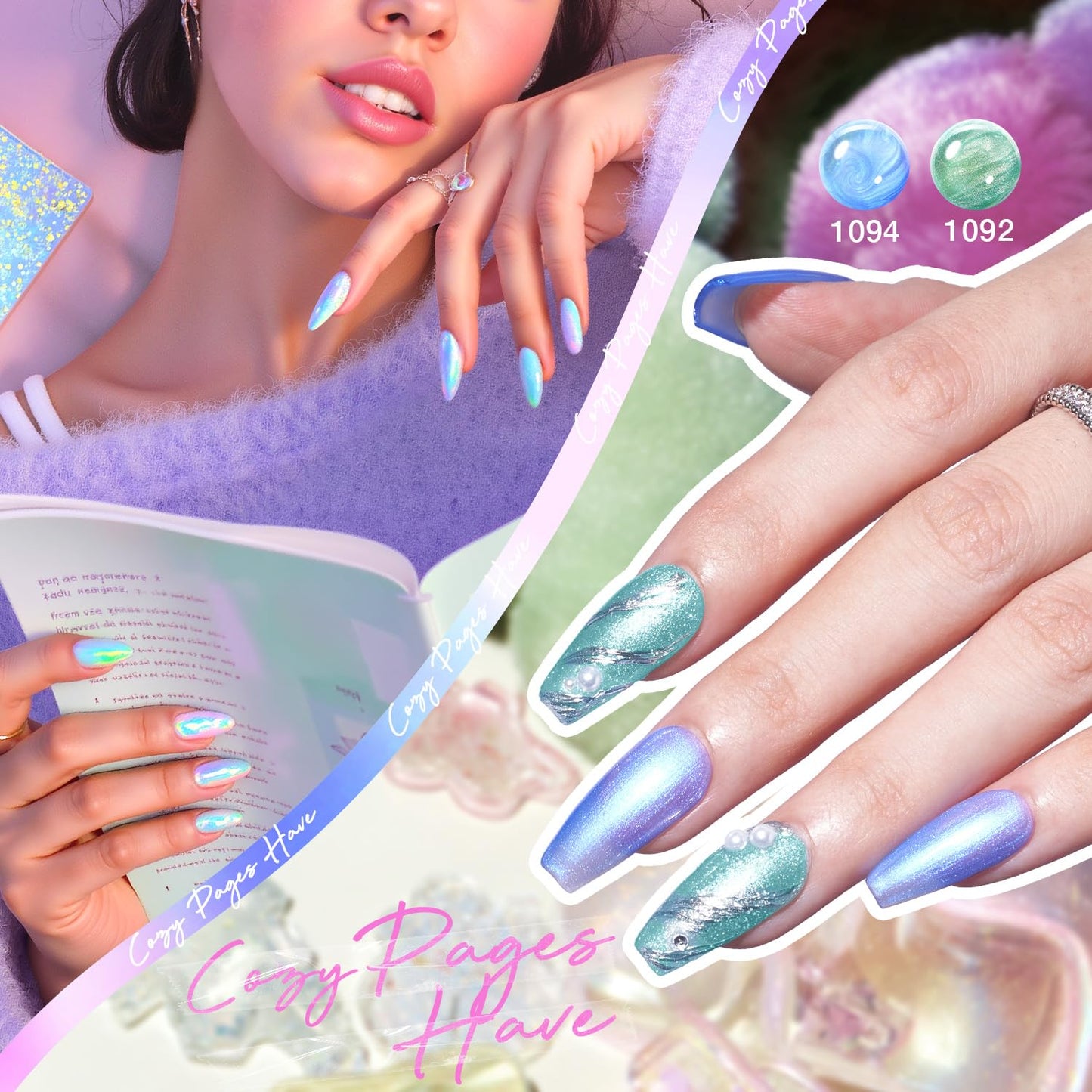 MEFA 12 Colors Gel Nail Polish Set Chameleon Gel Polish Kit with Purple Blue Green Soak Off Nude Brown Heart Glow Collection Manicure Gifts for Women Girl DIY Salon Home