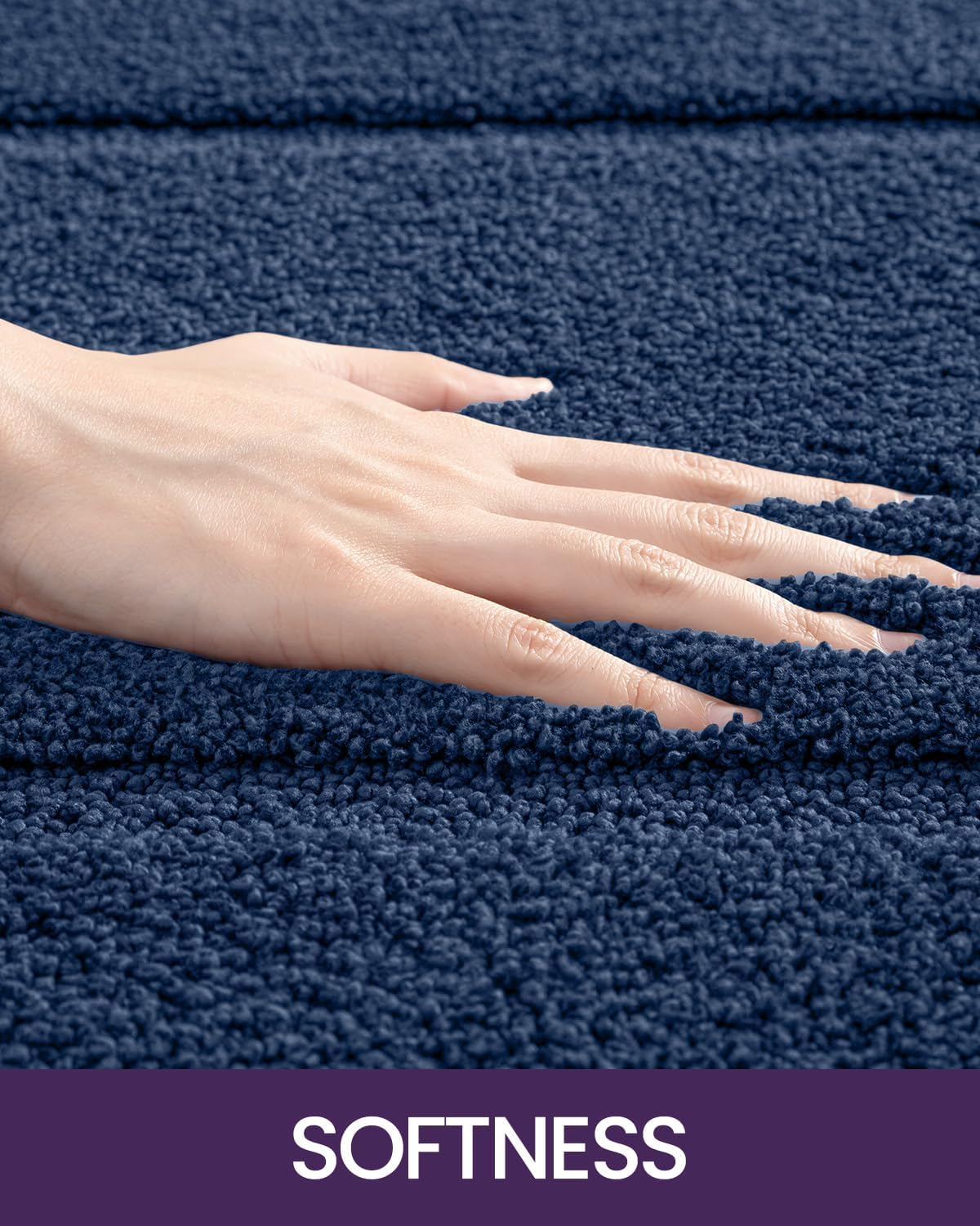 DEXI Bathroom Rugs 36x24, Washable Non Slip Bath Mat for Shower Floor, Absorbent Quick Dry Bathmat with Rubber Backing, Ultra Soft Plush Carpet for Tub, Navy