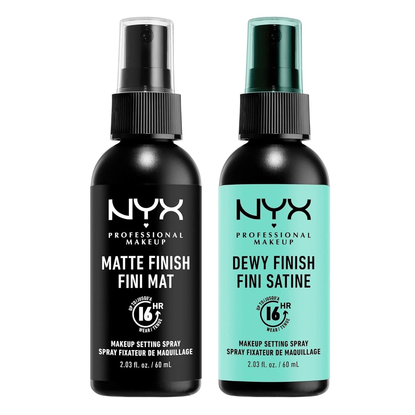 NYX PROFESSIONAL MAKEUP Makeup Setting Spray - Matte + Dewy Finish, Long-Lasting Face Mist for up to 16HR Wear, Vegan Formula (Pack Of 2)