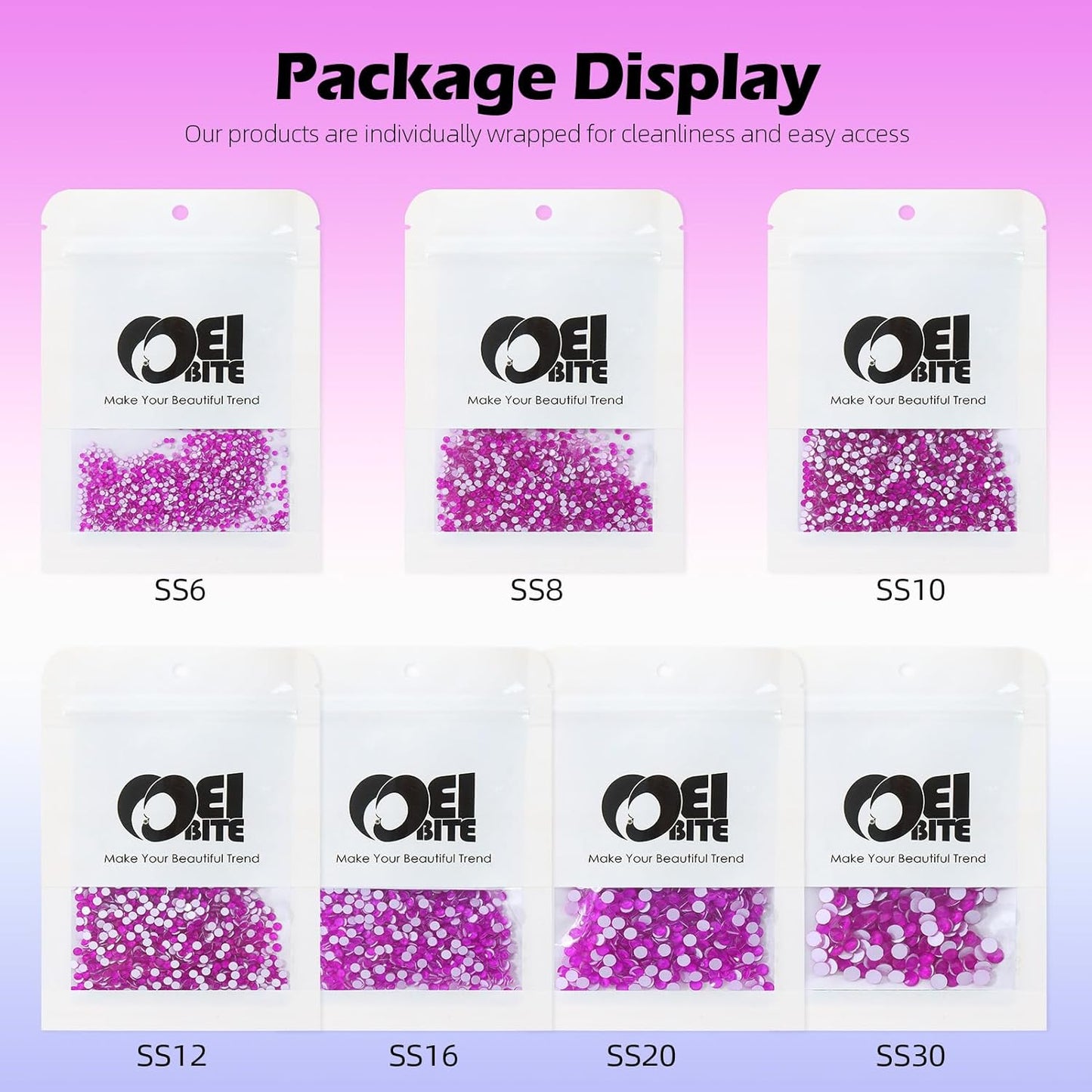 Neon Purple Flatback Rhinestones, Glass Rhinestones for Nail Art and Craft, Glue Fix, Loose Crystal Gemstones(Neon Purple, SS30, 288pcs, 6.4-6.6mm)