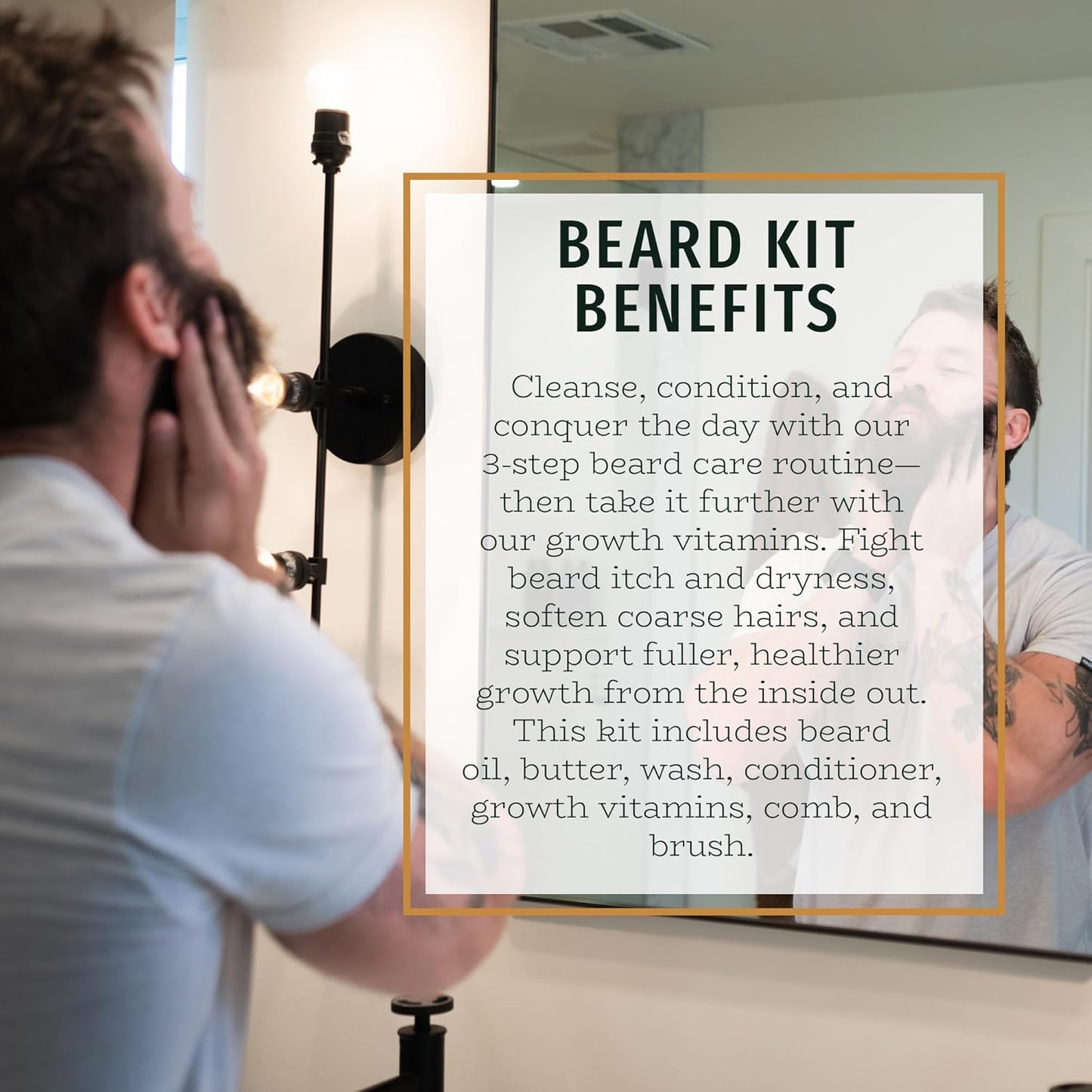 Live Bearded Total Beardsman Kit - Complete Beard Growth Kit for Men - Beard Oil, Butter, Wash, Conditioner, Vitamins, Comb, Brush | Forge - Hinoki Cypress, Clove, Amber
