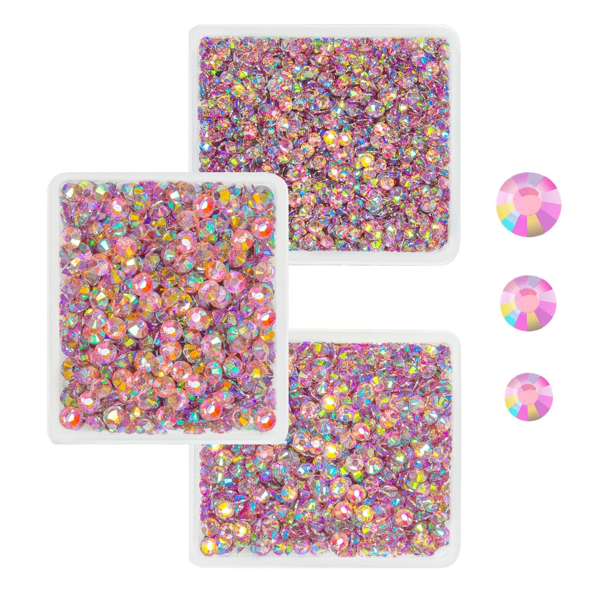 Pink AB Resin Rhinestones for Crafting 3mm 4mm 5mm Flatback Stones SS10 SS16 SS20 Non-Hotfix Diamonds Crystals Gems Charms for Nails Face Eyes Makeup Body Tumblers Bottles Crafts Decor Shoes