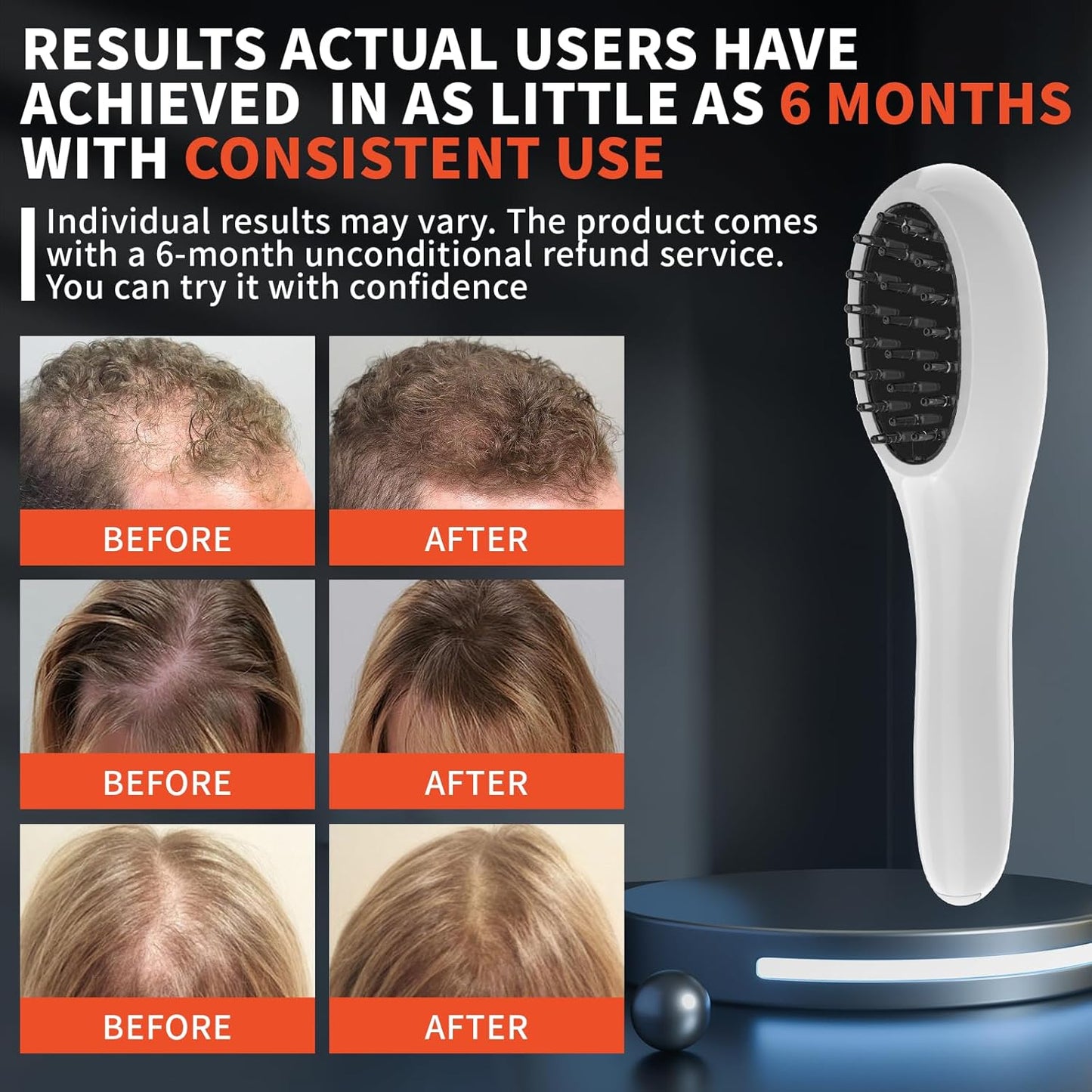 Laser Therapy Hair Growth Comb, Hand-Held Comb-Shaped Low Level Laser Therapy To Promote Hair Growth in Women and Men