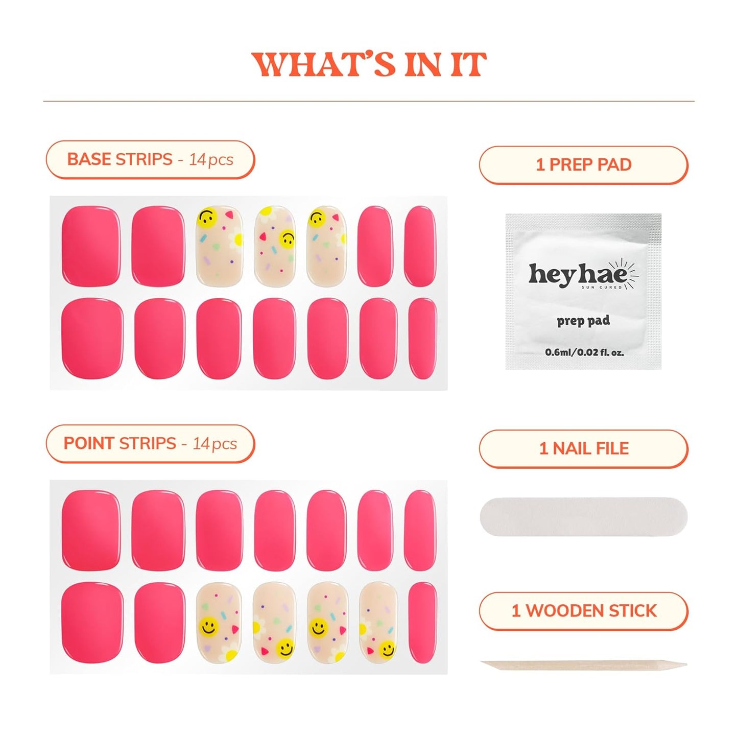 Semi Cured Gel Nail Strips | No LED Lamp Needed | Spring, Marble, Pink | Easy Apply & Remove,Salon Quality |Includes 28 Strips, 1 Prep Pads, Nail File & Wooden stick- Hey, Pink is the New Black