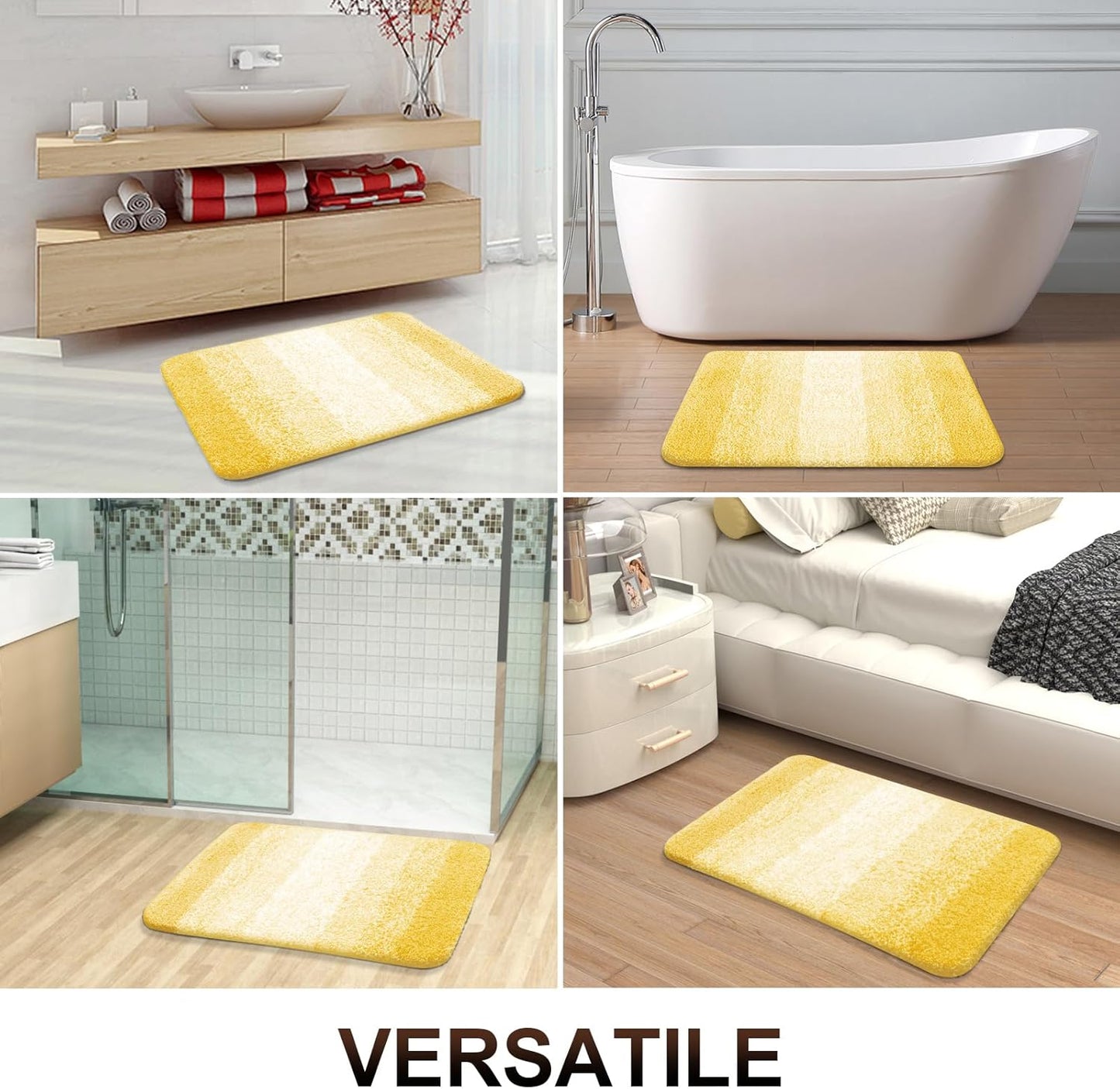 OLANLY Bathroom Rugs Mat 36x24, Extra Soft Absorbent Microfiber Bath Rugs, Rubber Backing, Quick Dry, Machine Washable Bath Mats for Bathroom Floor, Tub and Shower, Home Decor Accessories, Yellow