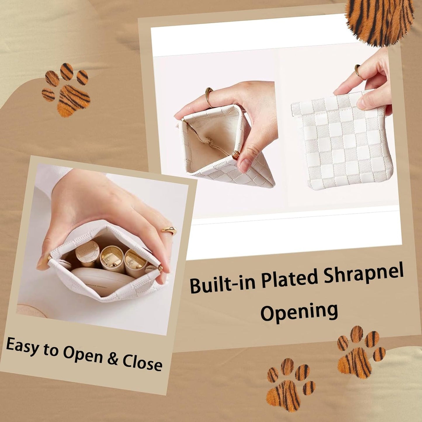 2 PCS Small Makeup Bag for Purse Waterproof Mini Cosmetic Bag for Coin Lipstick Jewelry Portable Mini Makeup Bag Set for Women Small Cosmetic Pouch Makeup Organizer Pink