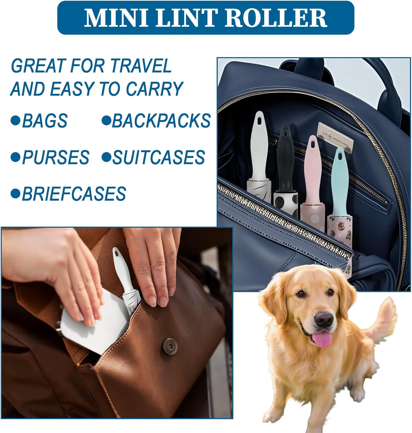 20Pcs Mini Lint Roller Travel Size, Mini Lint Roller for Purse, Portable Lint Rollers for Pet Clothes Travel Lint Bursh Rollers, Cat Hair Extra Sticky Clothes Removal Tool for Bags Furniture 5.9×1.1In