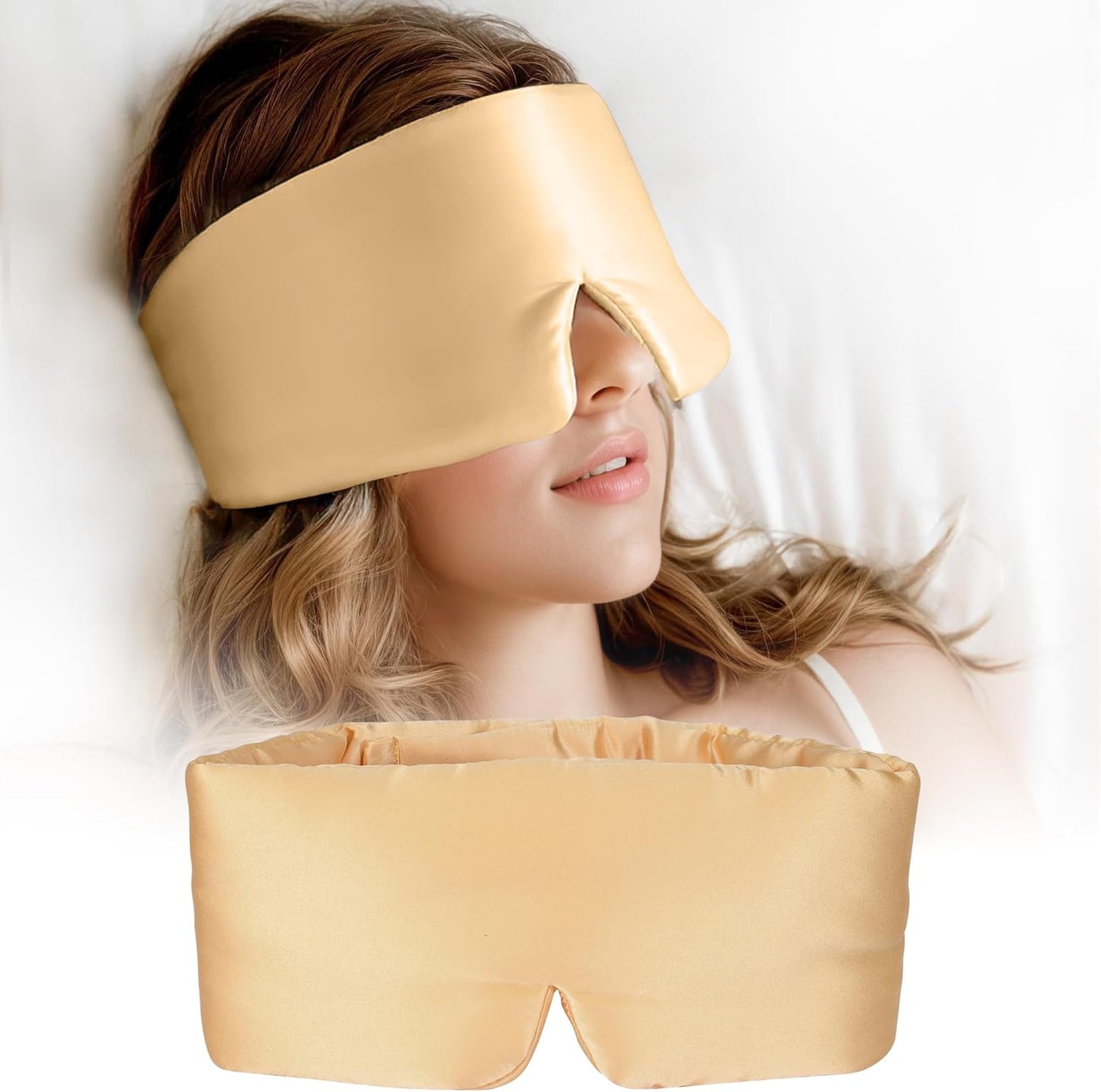 Silk Sleep Mask for Women and Men, Side Sleeper, 22 Momme Pure Mulberry Silk Total Blackout 100% Mulberry Eye Mask with Adjustable Headband Full Size, Eye Masks for Sleeping and Travel