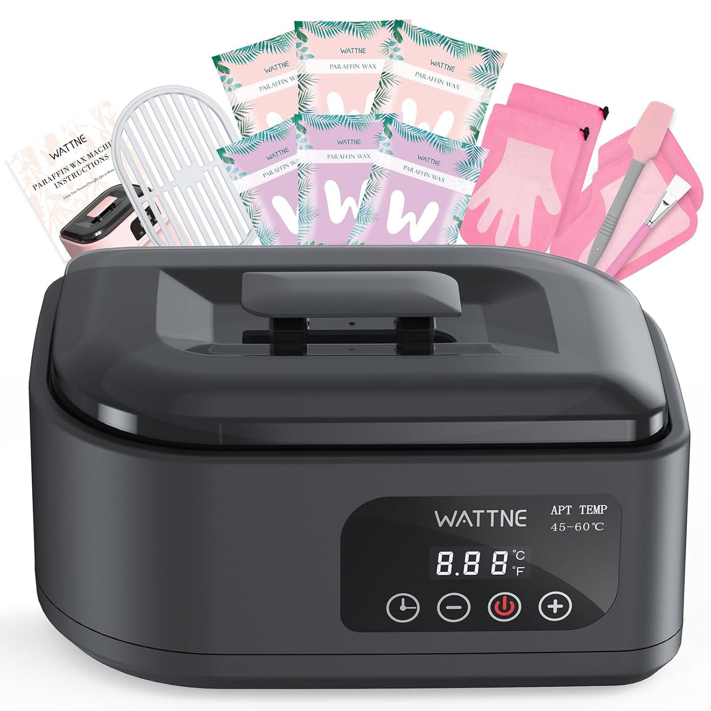 Wattne Paraffin Wax Machine for Hands & Feet – Paraffin Wax Warmer Moisturizing Kit with Auto-Timer & Precision Temperature Control, Paraffin Wax Bath for Arthritis, Dry Skin Care, Home Spa-Black
