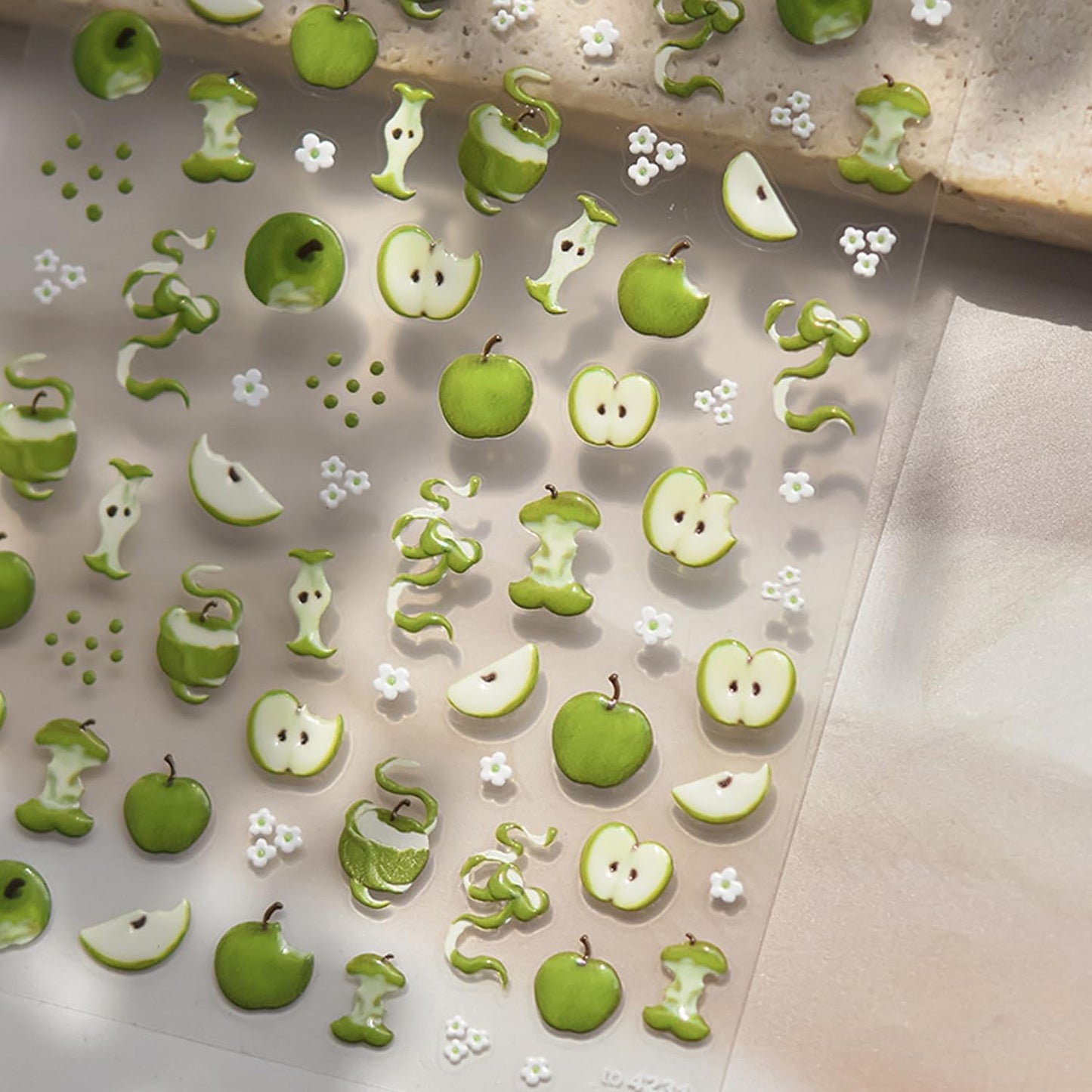 Apple Nail Stickers for Nail Art Cute Red Apple Sticker Flower Nail Art Stickers 5D Embossed Nail Decals 3D Self-Adhesive Nails Supply Manicure Sliders for Nails Decoration