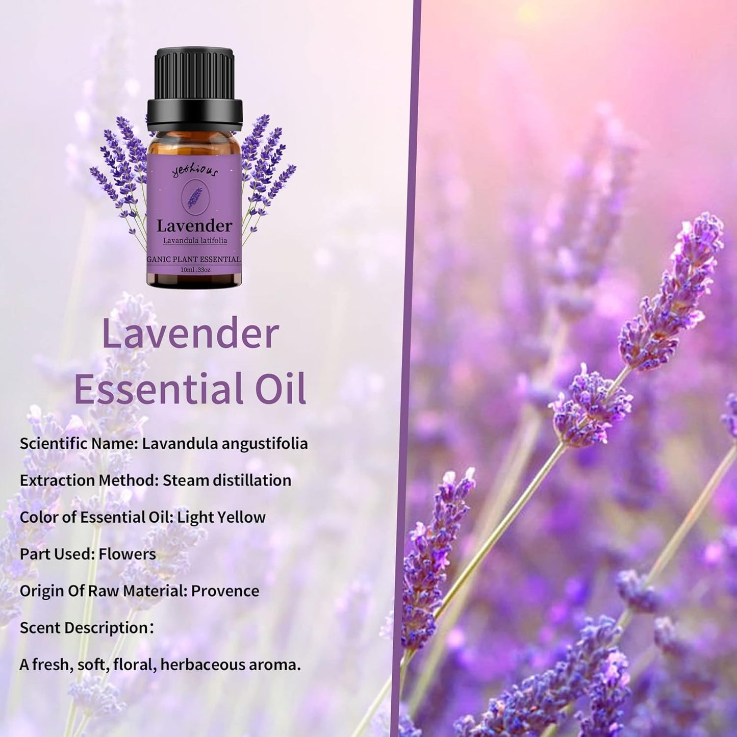 yethious Lavender Vanilla Sandalwood Essential Oil 100% Pure Organic Lavender Oil Essential Oil for Diffuser & Aromatherapy, Skin, Massage