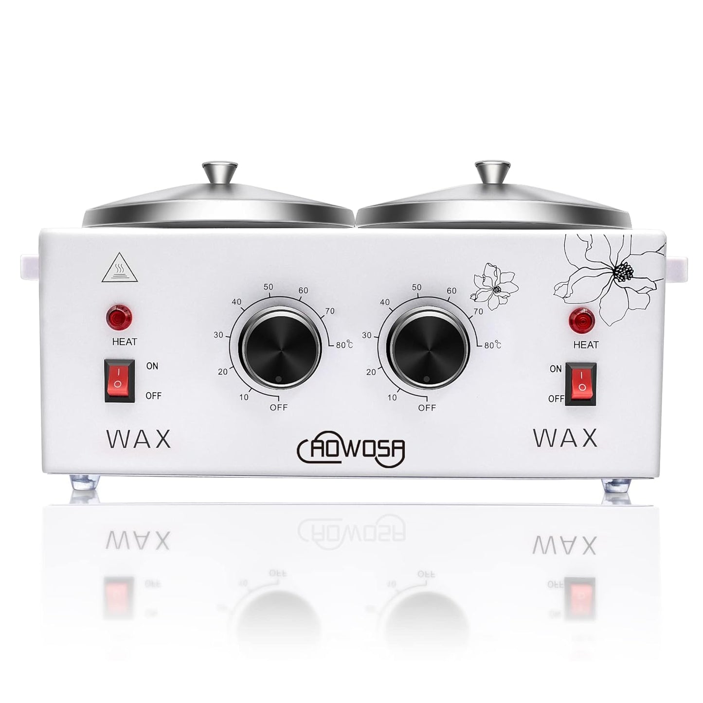 Double Wax Warmer Professional Electric Wax Heater Machine for Hair Removal, Dual Waxing Pot Paraffin Facial Skin Body SPA Salon Equipment with Adjustable Temperature Set