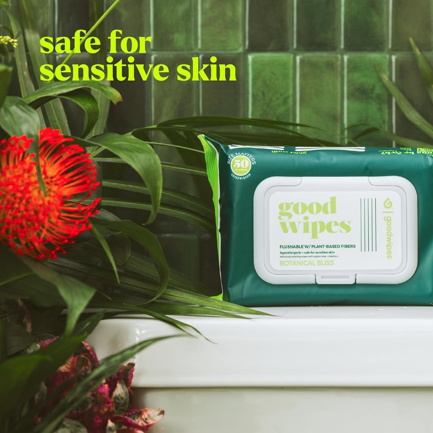 goodwipes Flushable Butt Wipes - Vitamin E & Aloe - Sewer & Septic Safe - Extra Large Adult Wet Wipes For Women & Men - Bathroom Essentials - Botanical Bliss, 418 Count (8 Packs + 1 Travel)