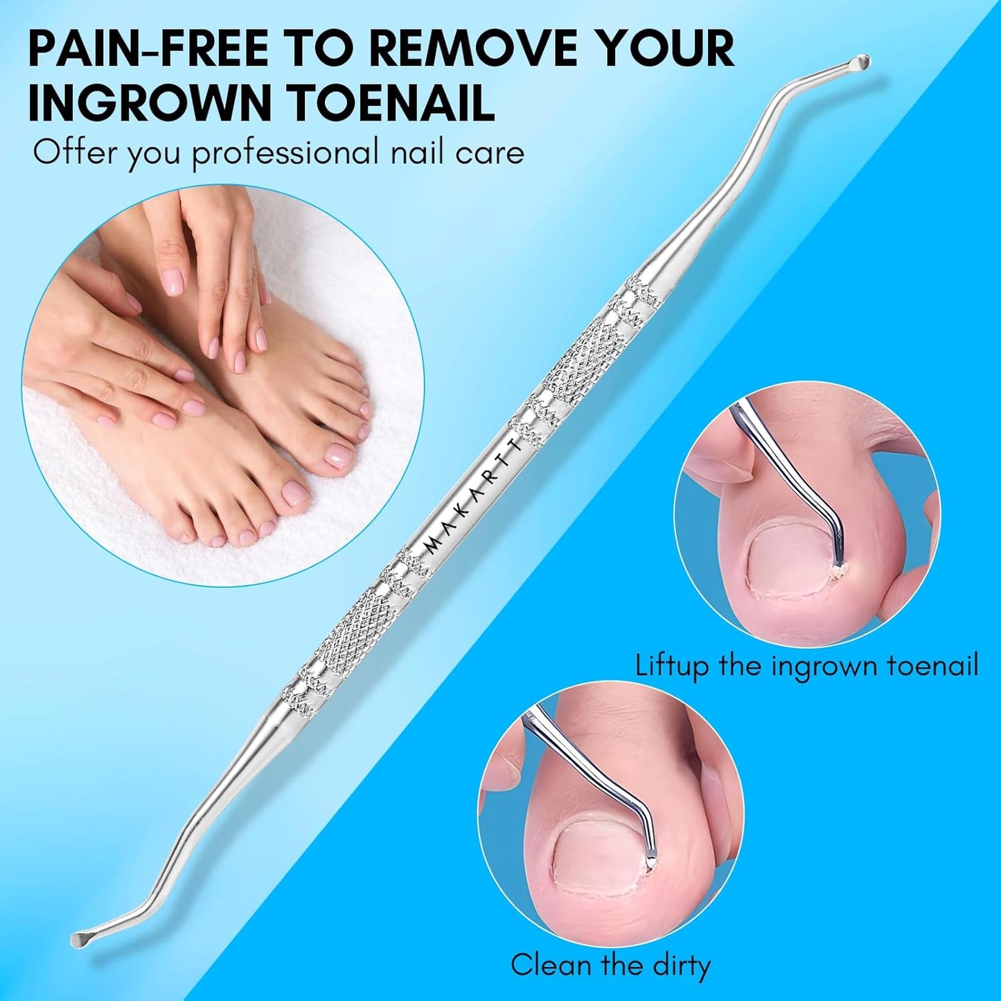 Makartt Toenail Clippers, 5-in-1 Stainless Steel Nail Clipper Set for Thick or Ingrown Toenails, Professional Removal Kit for Men, Women & Seniors