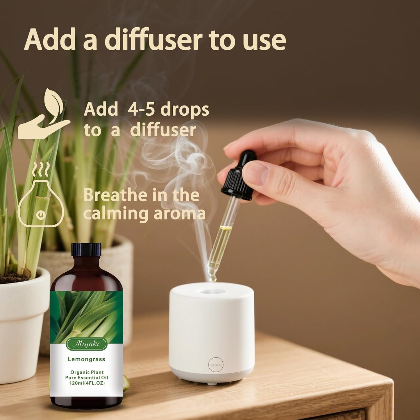 Lemongrass Essential Oil-Lemongrass Fragrance Oil 4.33oz (130ml)-100% Pure Natural Scent for Diffusers, Candles, Soap Making & Aromatherapy-Relaxing Home & Gift Essential Oil for Bath, Massage