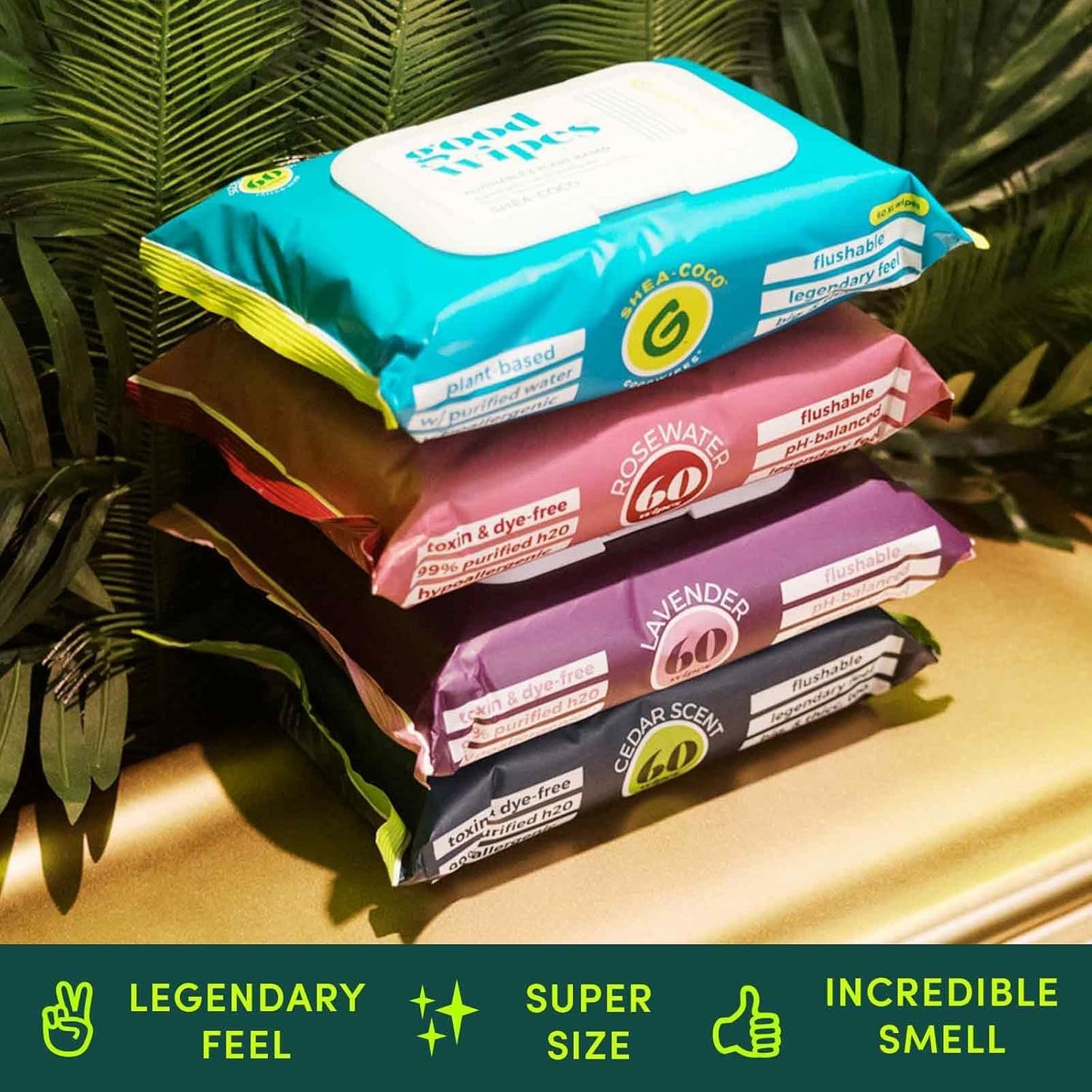 Goodwipes Flushable Butt Wipes Made with Vitamin E & Aloe - Soft & Gentle Wet Wipe Dispenser for Home Use, Septic & Sewer Safe - Largest Adult Toilet Towelettes - Variety Pack, 240 Count (4 Packs)