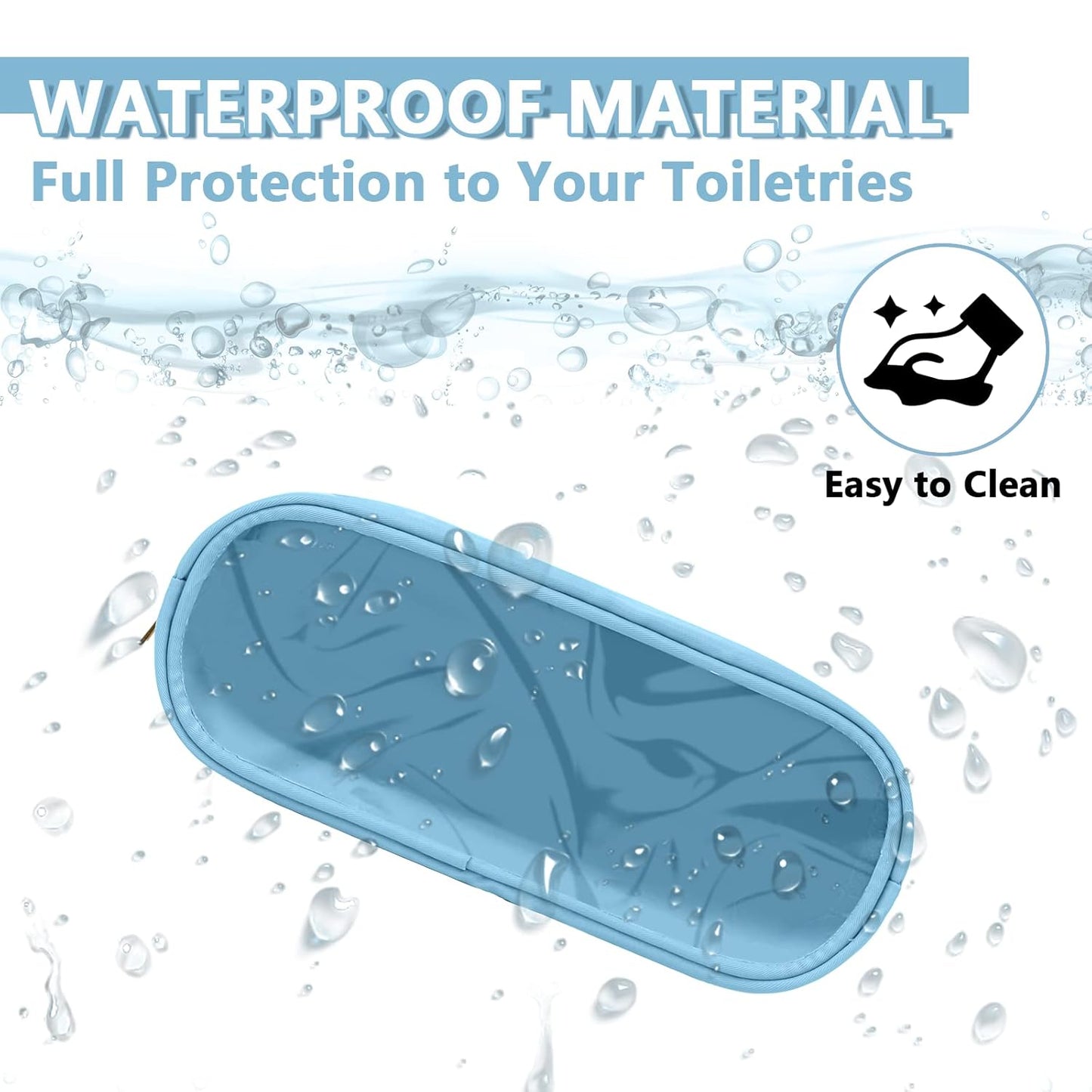 Clear Small Pencil Pouch Makeup Bag for Purse,Nylon&PVC Pencil Case Waterproof Makeup Brush Holder with Zipper,Preppy Transparent Pen Bag Travel Cosmetic Bag for Women Office(Slim-Blue)