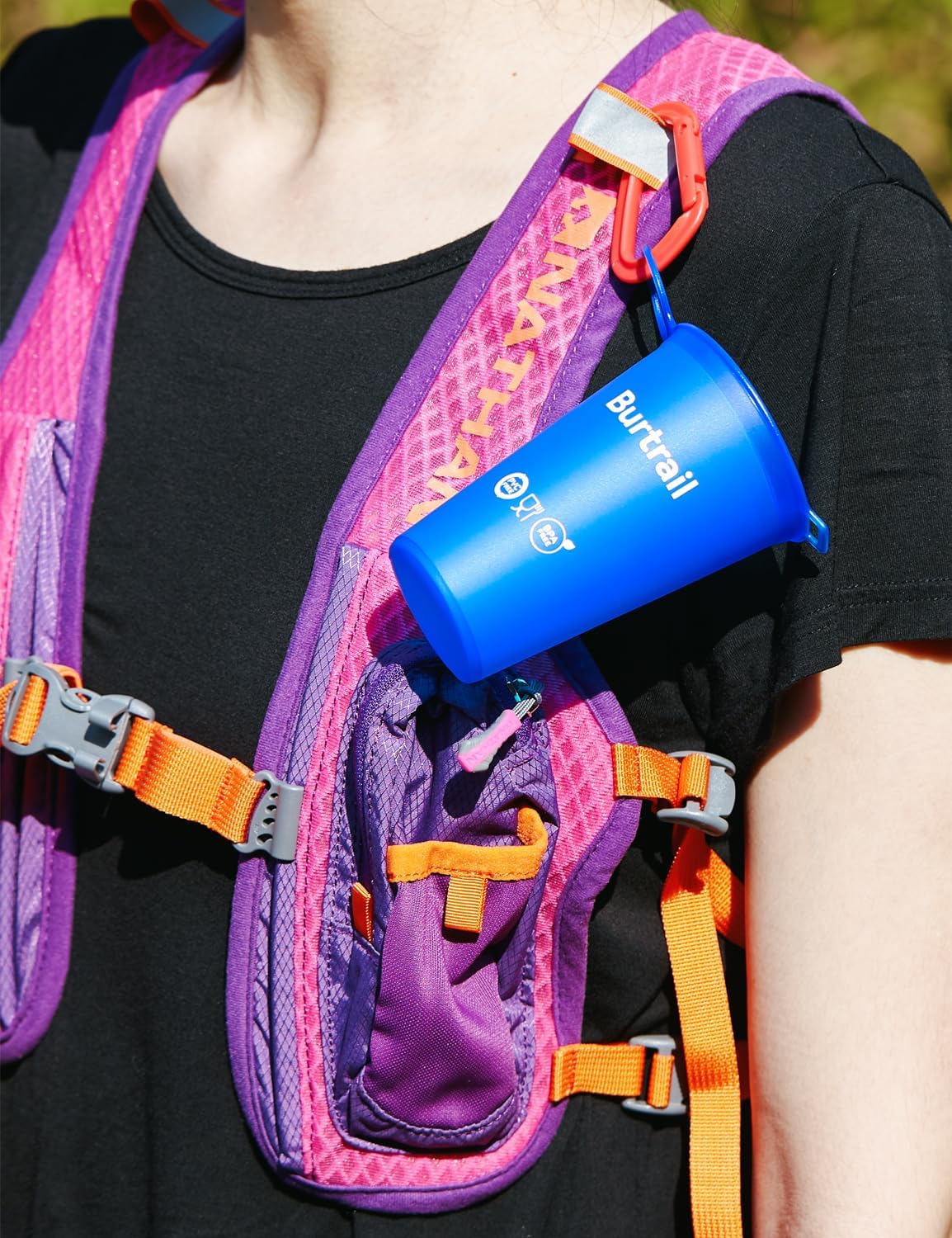 200 ml/6.8 oz-2Pack-Collapsible Cup TPU Running Water Cup Ultralight Protable with Carabiner for Backpacking,Running,Climbing,Camping,Party-BPA Free,Blue