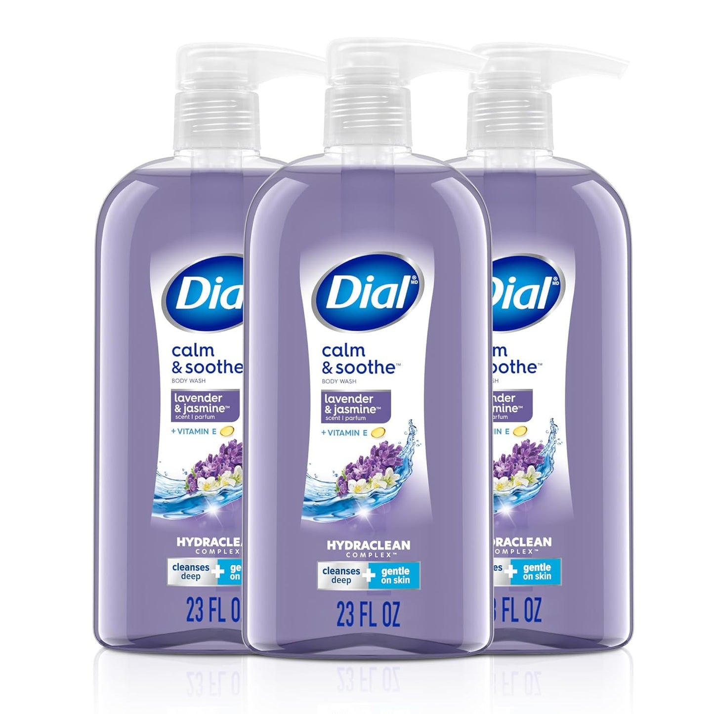 Dial Body Wash, Calm & Soothe Lavender & Jasmine Scent, 23 fl oz, Pack of 3